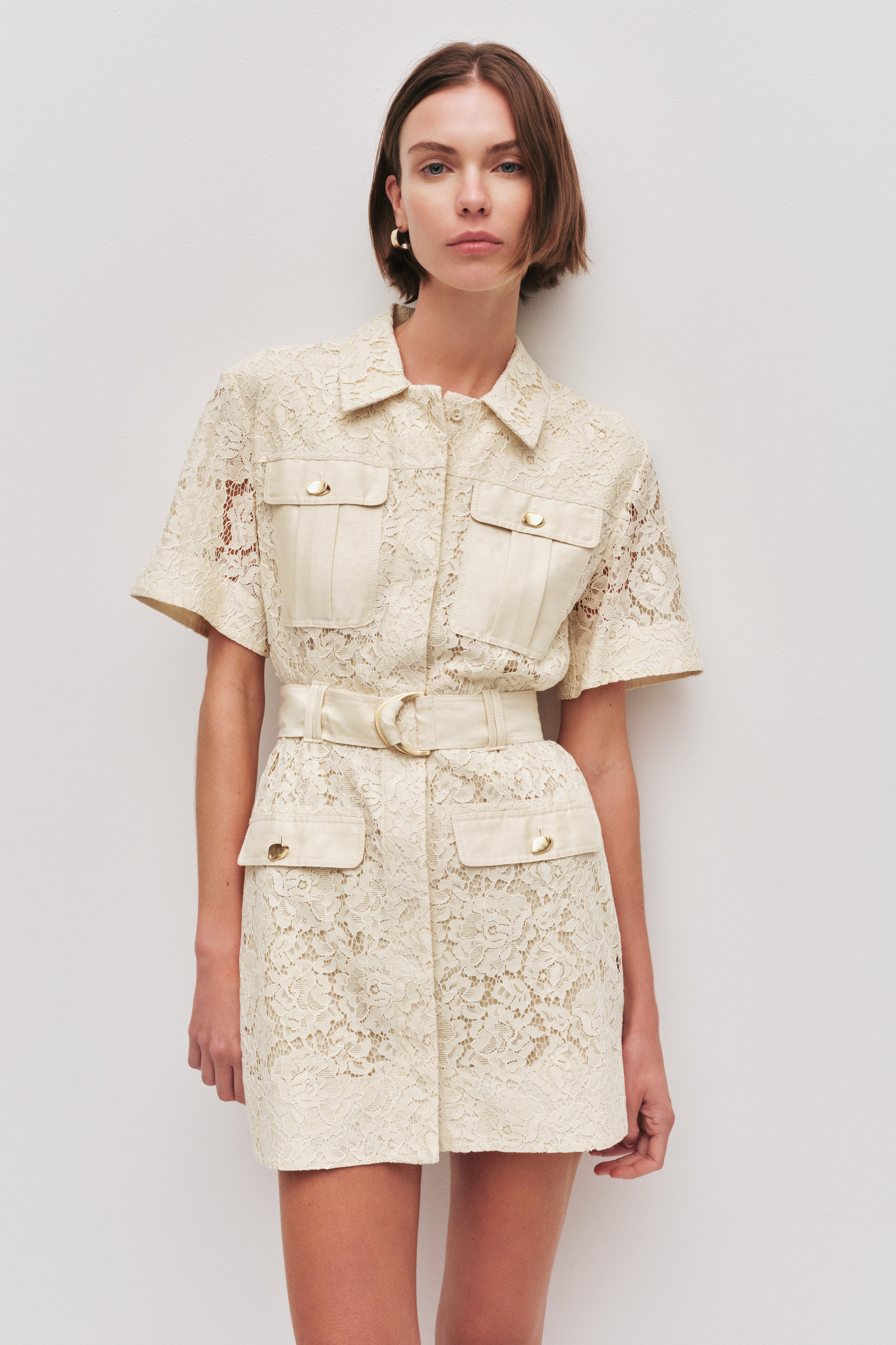 Mystic Lace Mini Shirt Dress