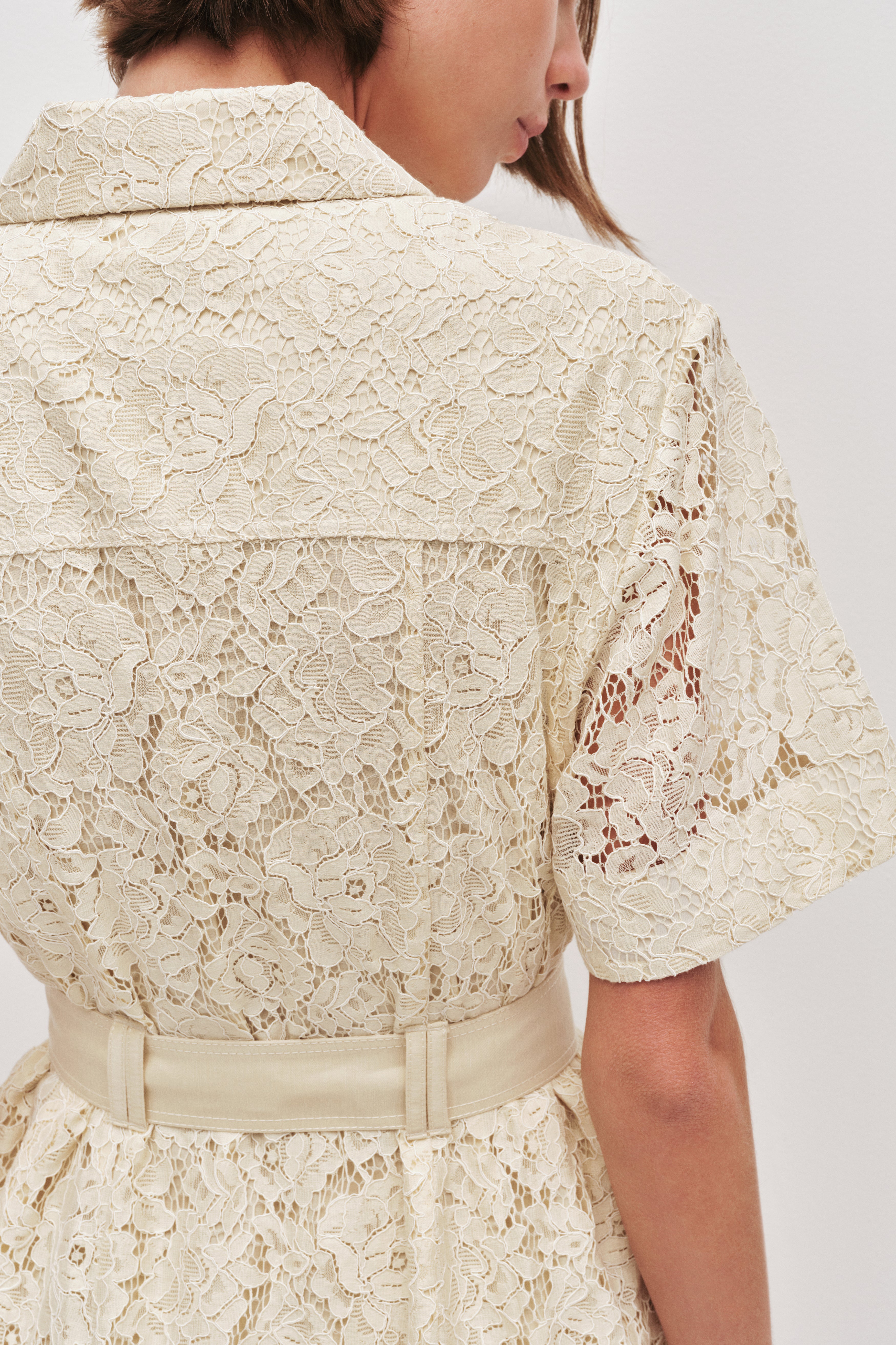 Mystic Lace Mini Shirt Dress | Pastel Yellow | Aje Aje International Mystic Lace Mini Shirt Dress | Pastel Yellow | Aje Aje International