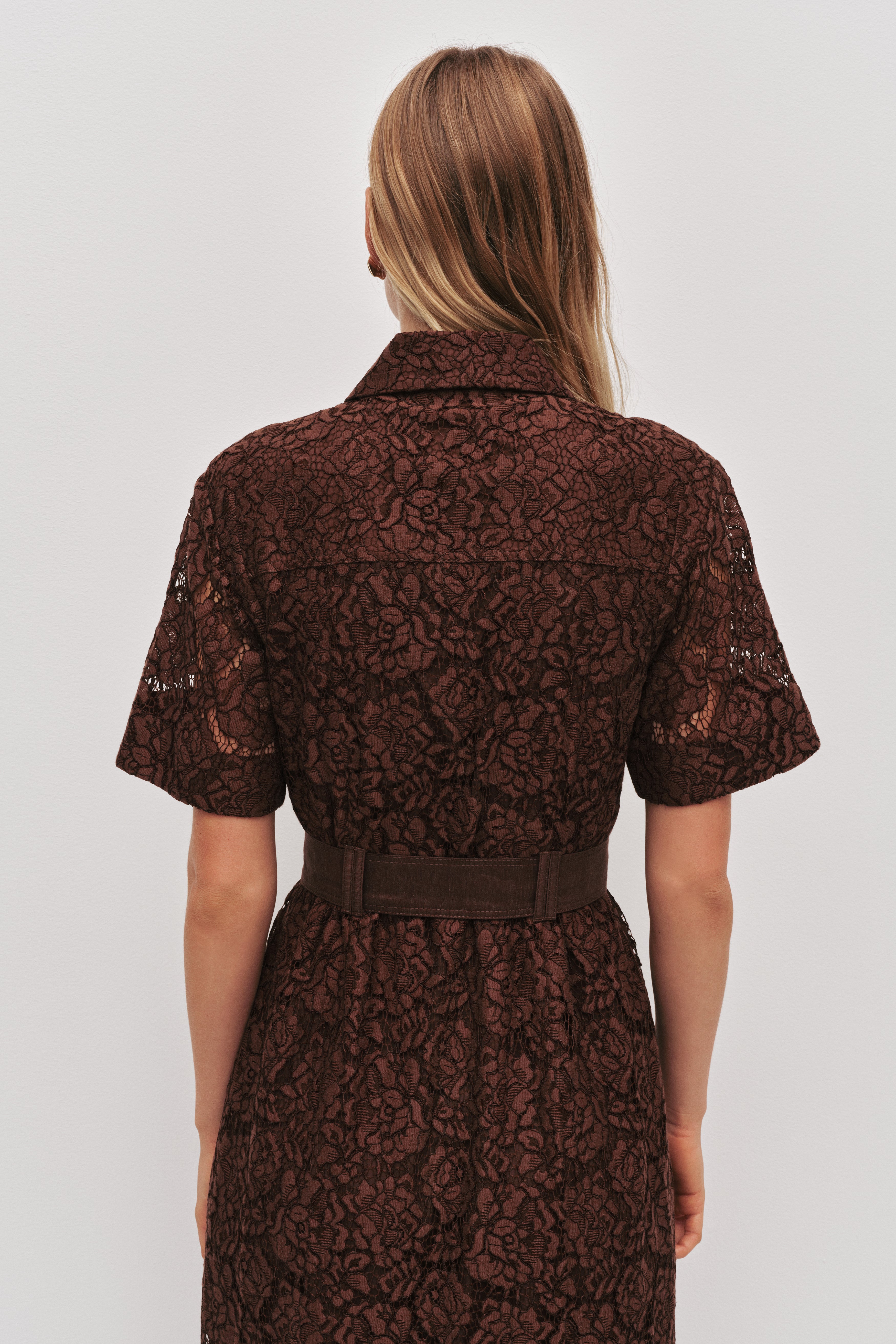 Mystic Lace Shirt Dress | Chocolate | Aje Aje International Mystic Lace Shirt Dress | Chocolate | Aje Aje International