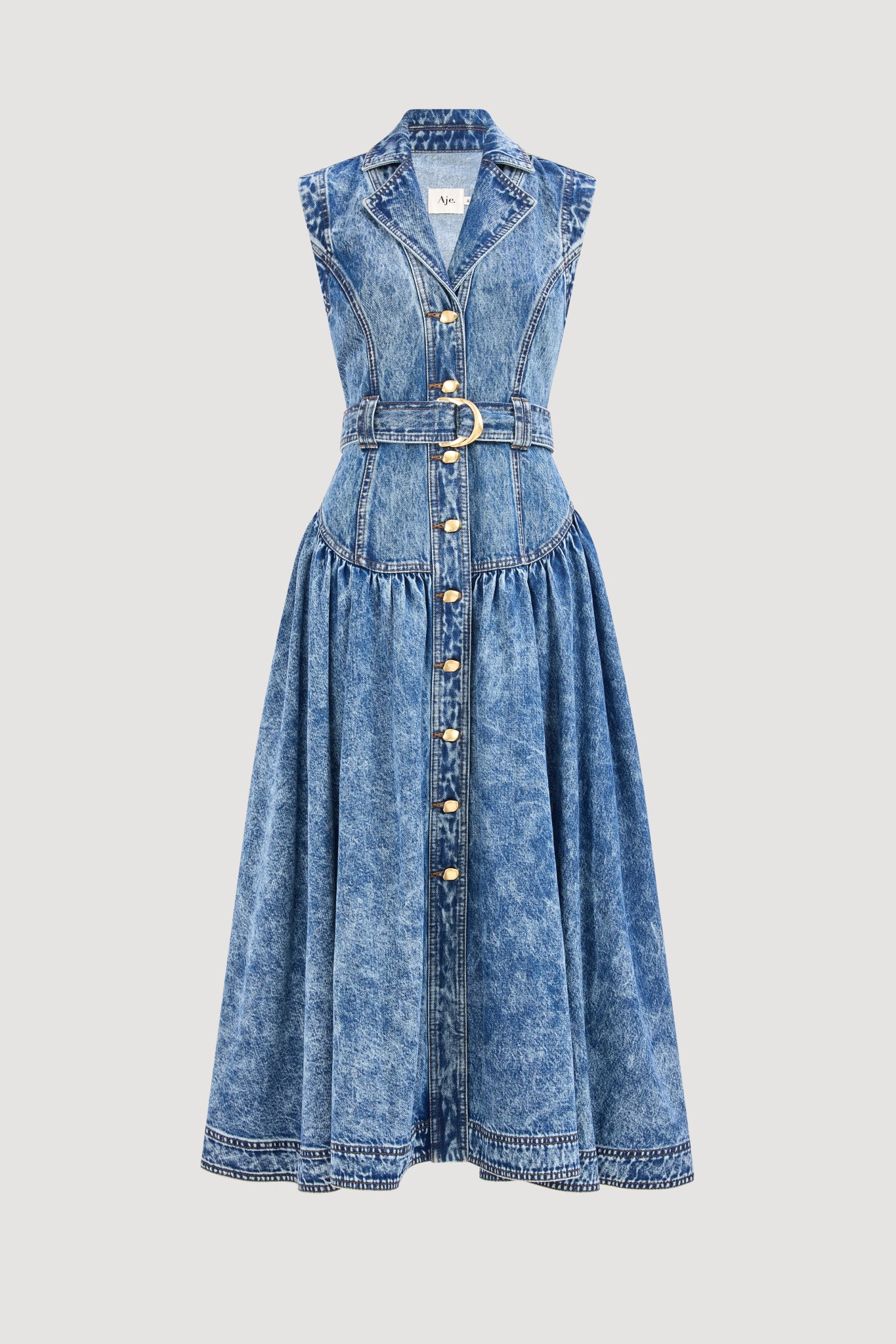 knee length dresses for ladies Angelina Belted Midi Dress | Blue Rinse