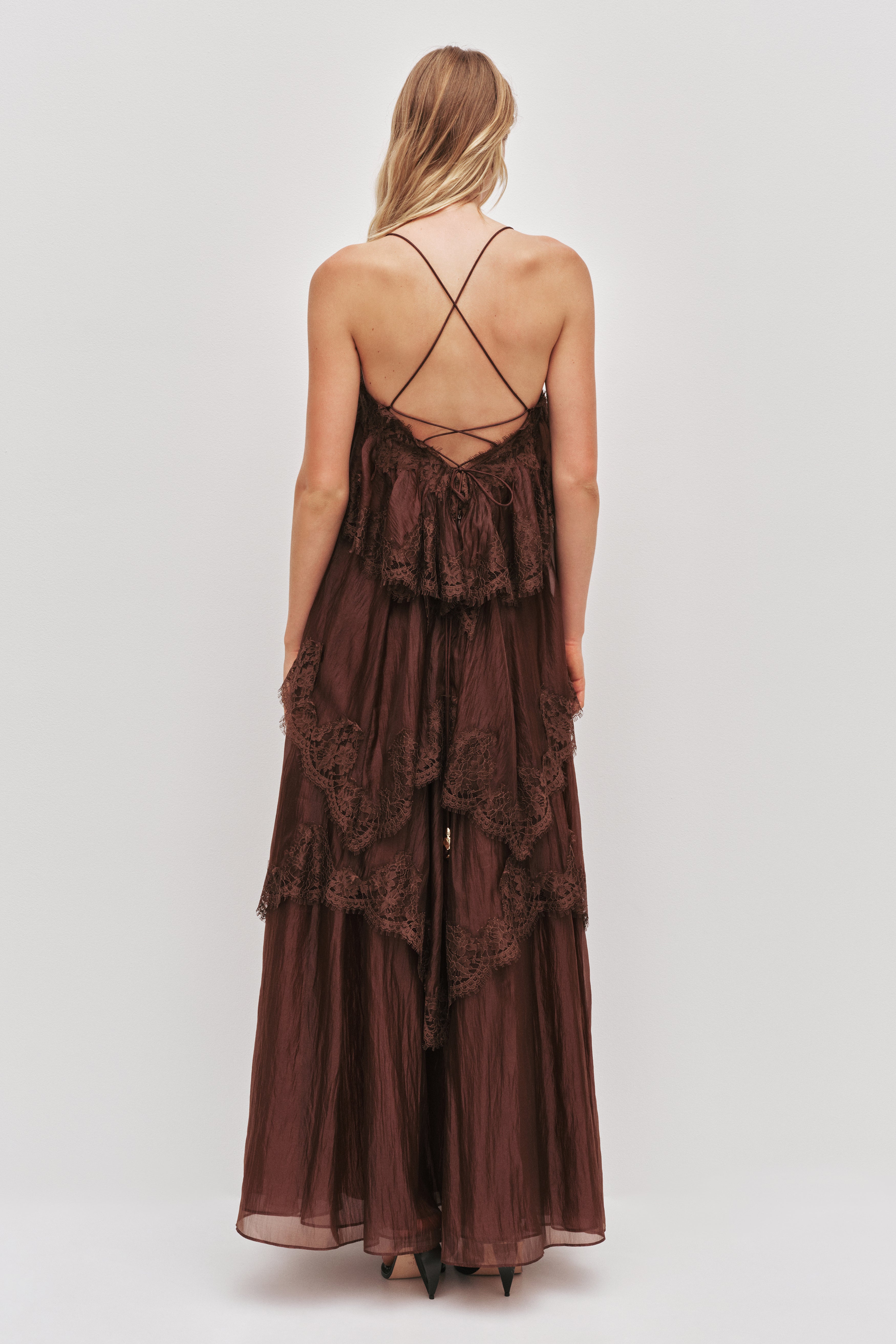 Ophelia Lace Gown | Chocolate | Aje Aje International Ophelia Lace Gown | Chocolate | Aje Aje International