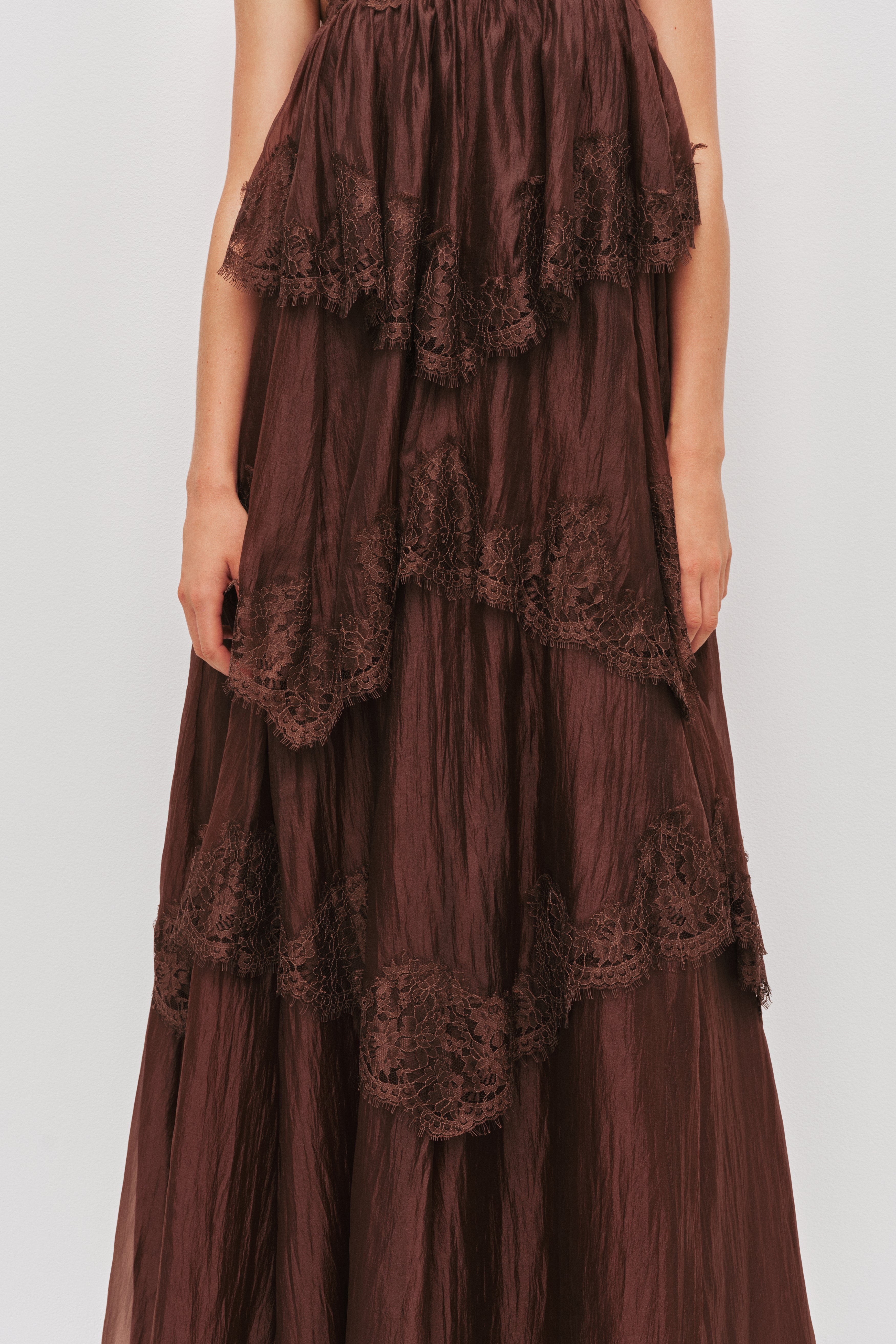 Ophelia Lace Gown | Chocolate | Aje Aje International Ophelia Lace Gown | Chocolate | Aje Aje International
