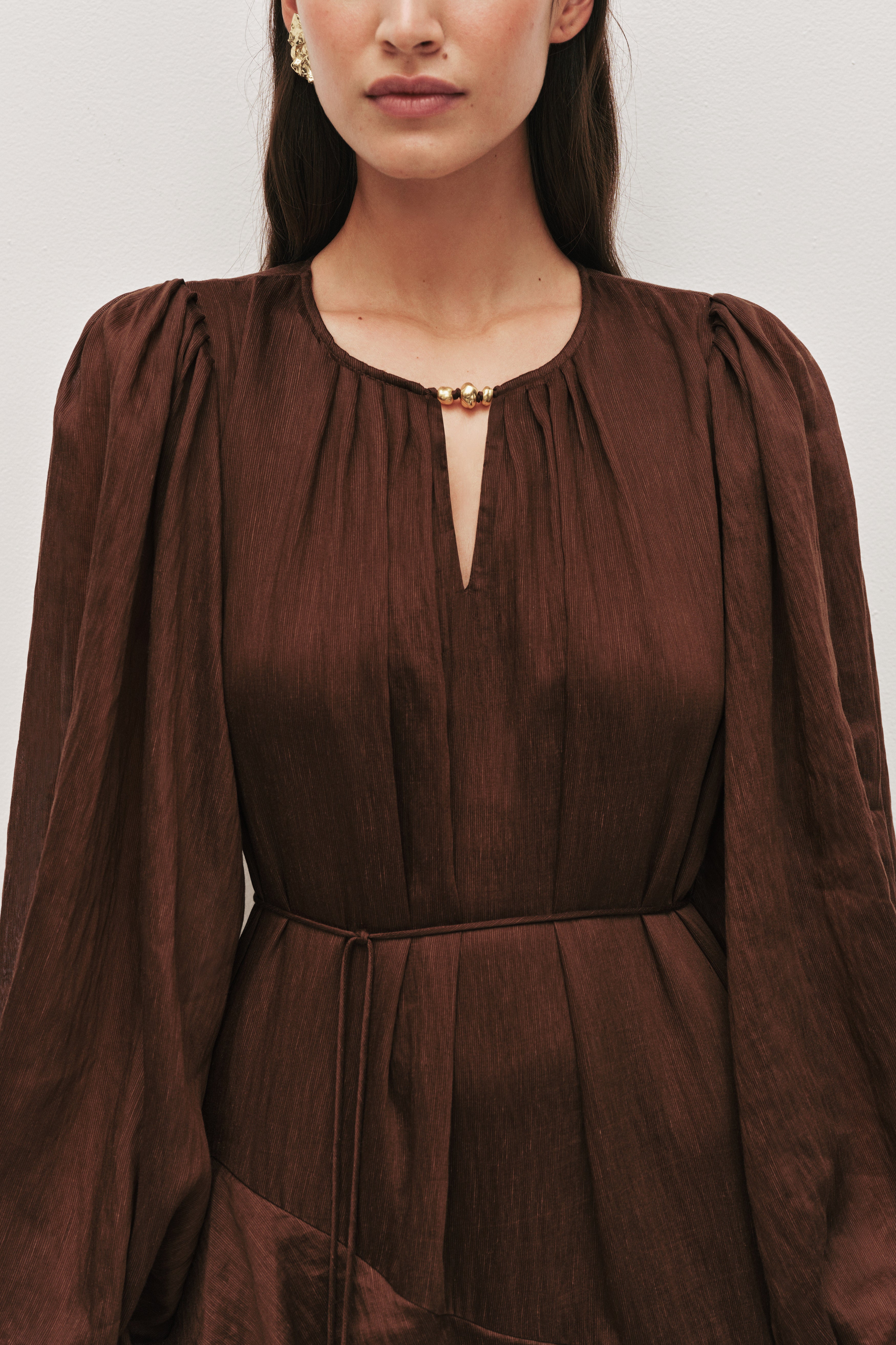 aje brown maxi dress Sevilla Maxi Dress-CHOCOLATE / 4