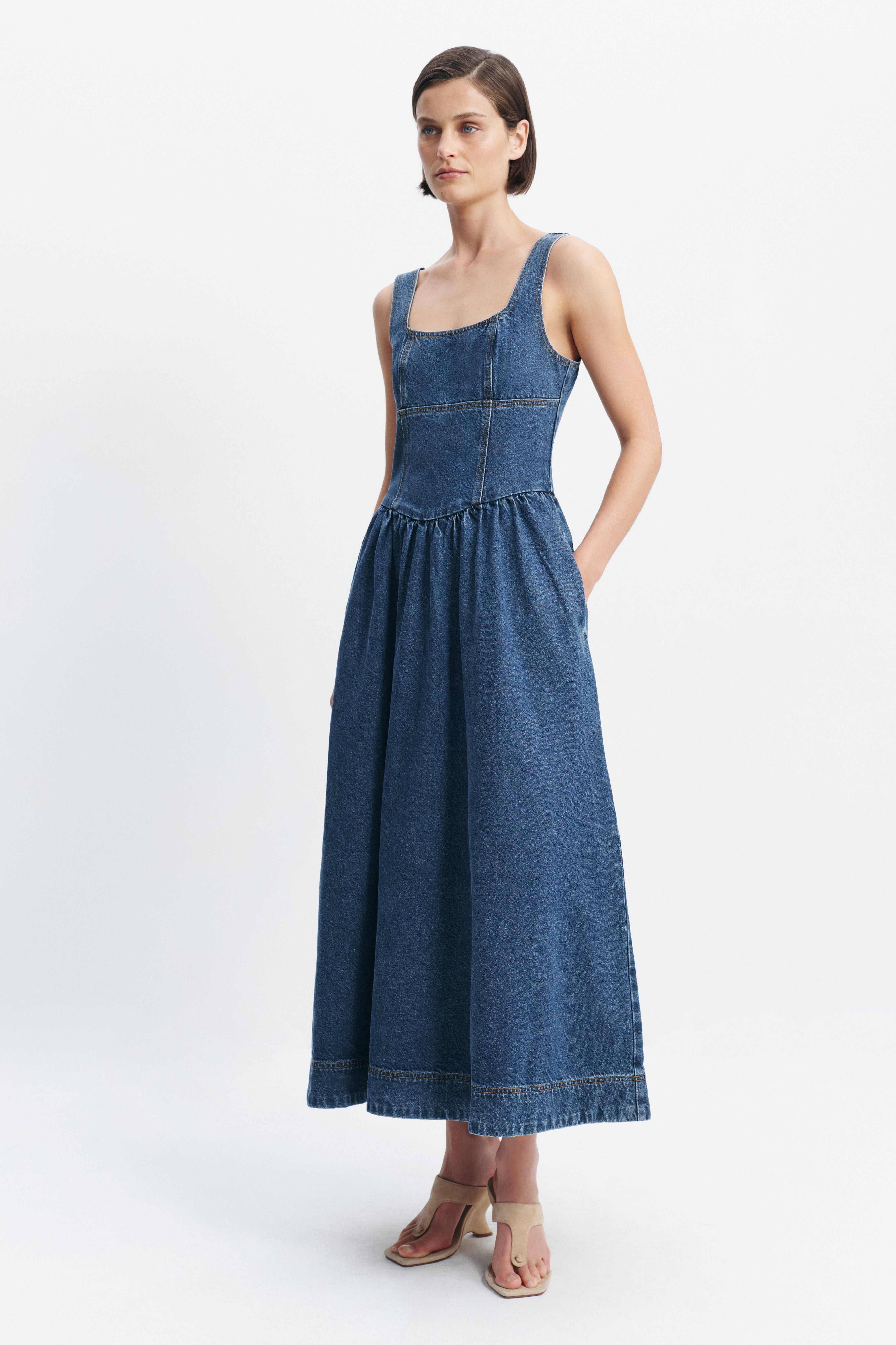 Olivia Denim Maxi Dress