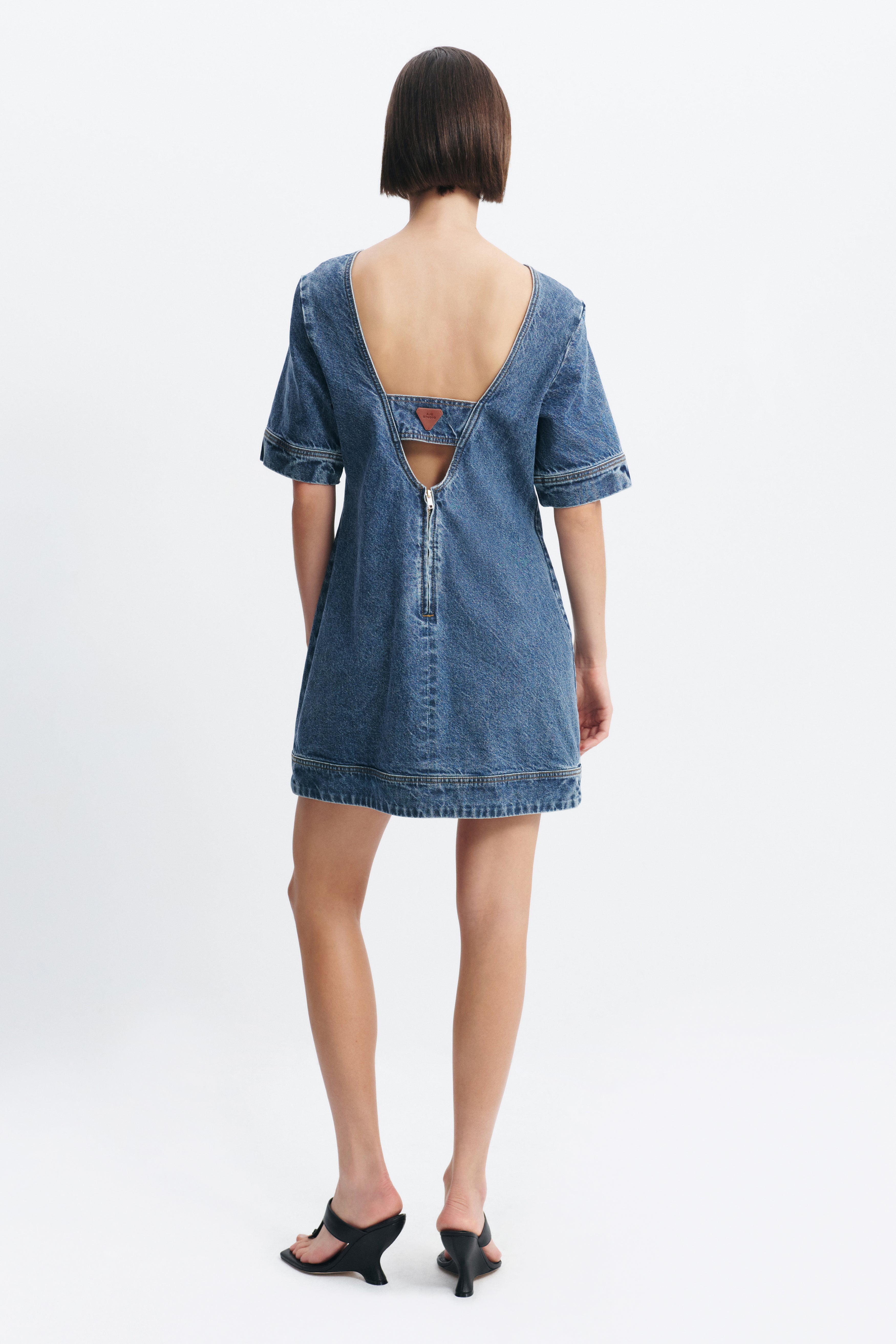 Olivia Denim Mini Dress-MID WASH / 4