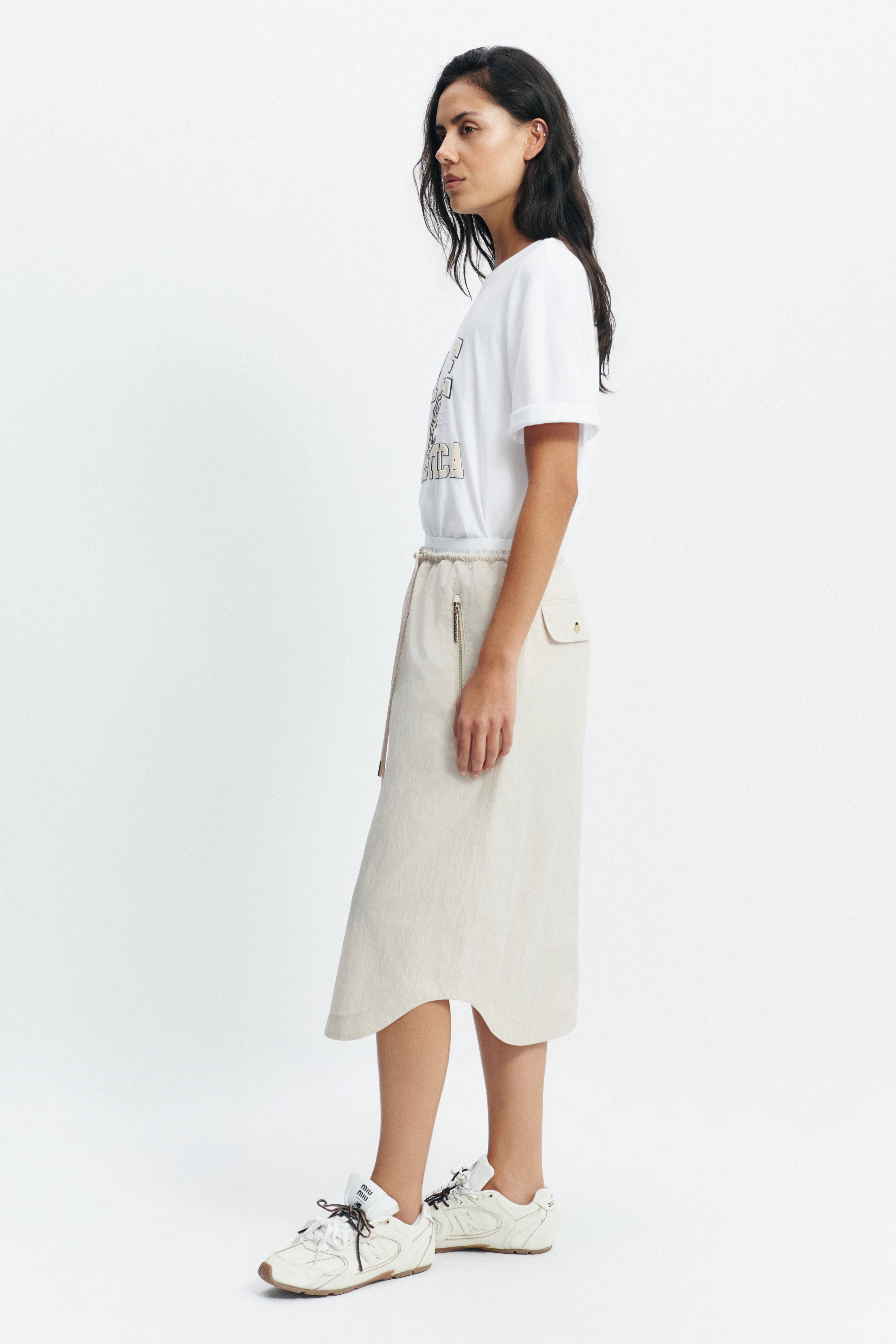 Logo Elastic Midi Skirt