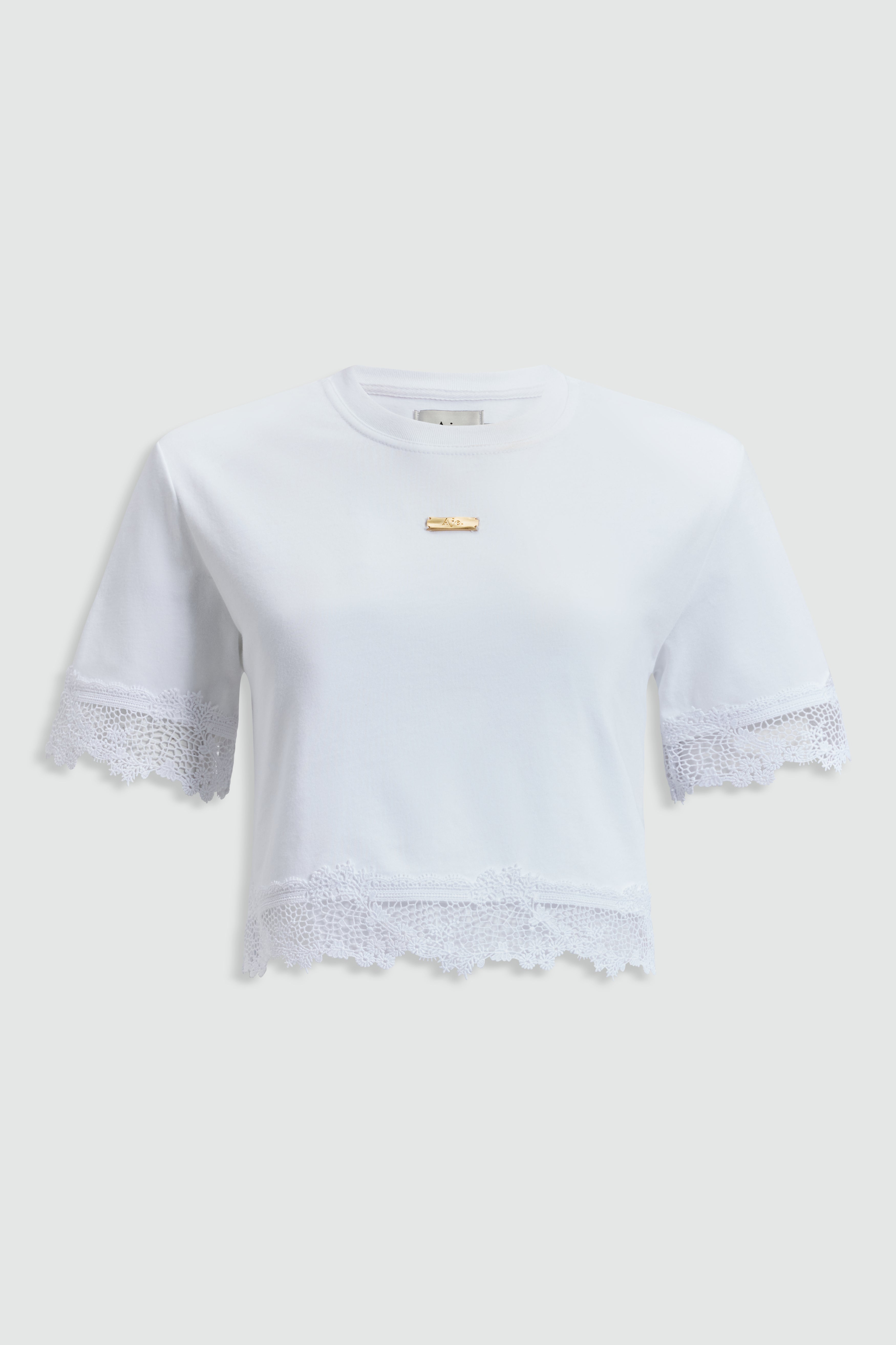 Verity Lace Hem Cropped Tee