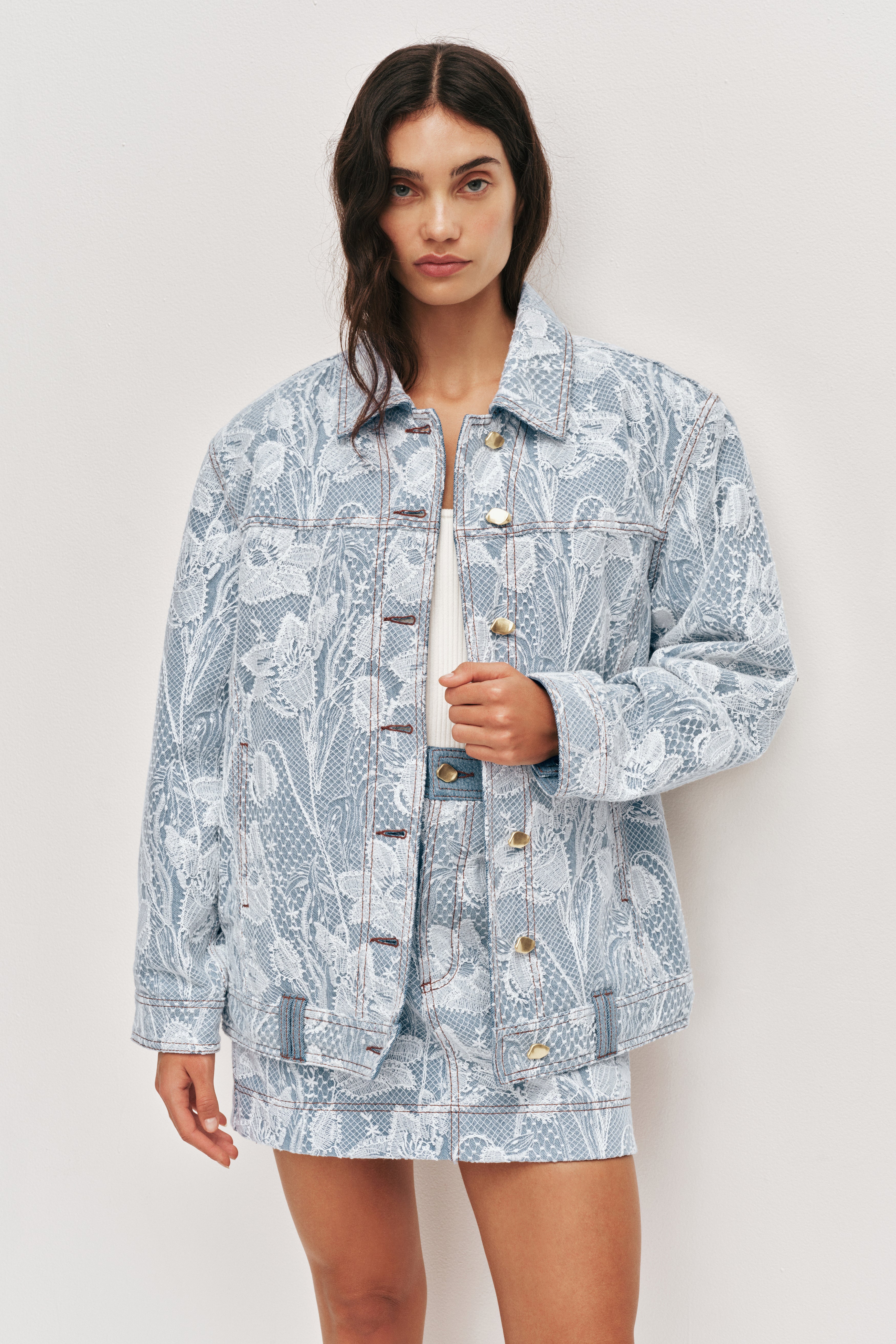 Blossom Lace Denim Jacket