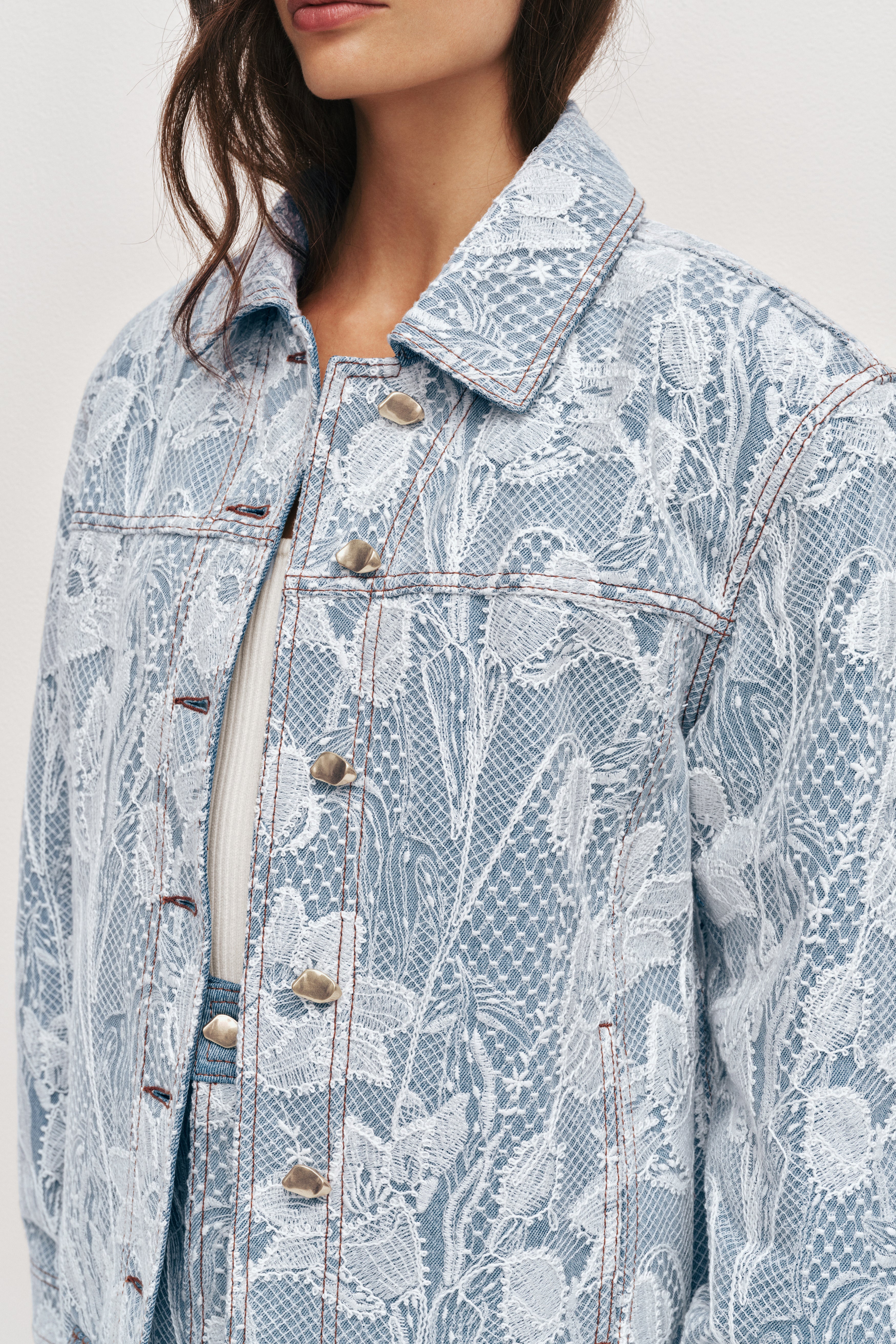 Blossom Lace Denim Jacket