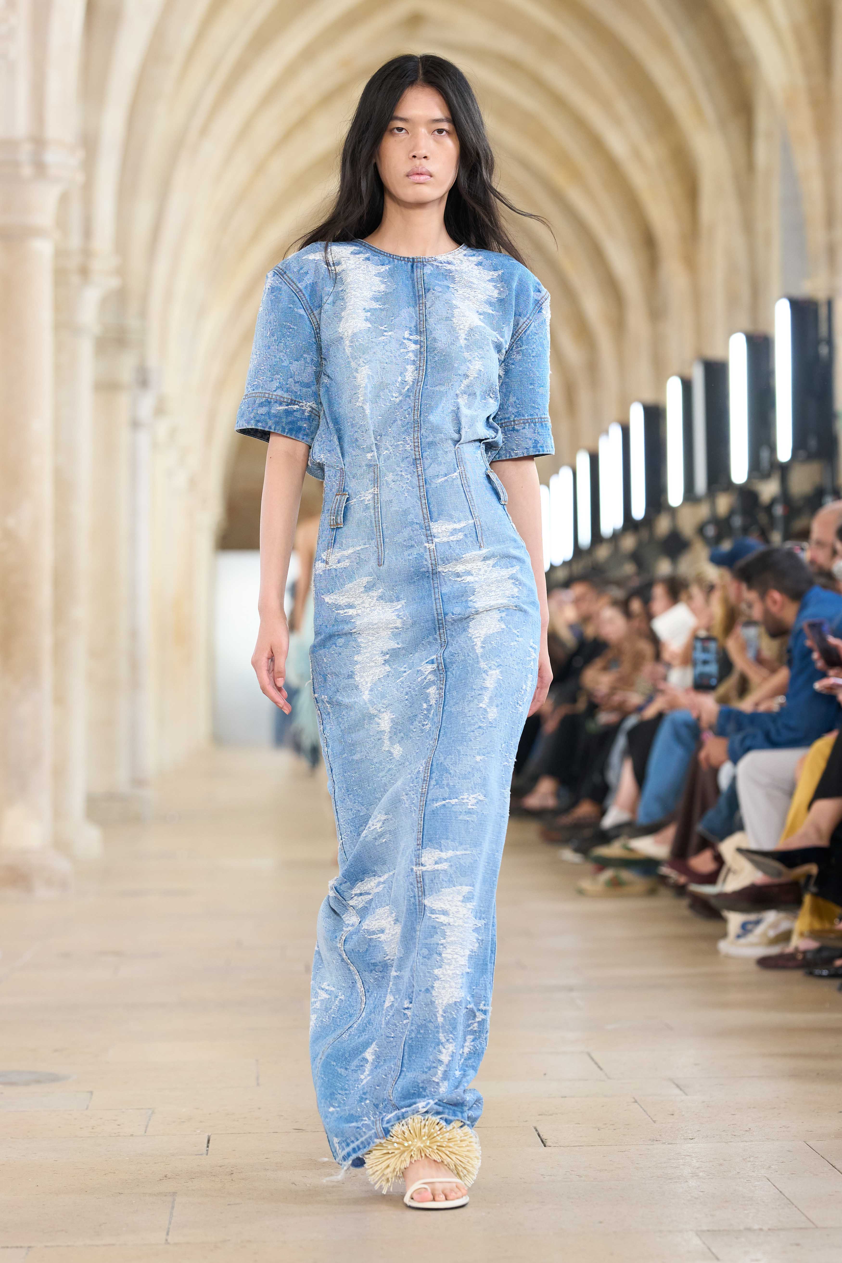 Iris Jacquard Denim Maxi Dress