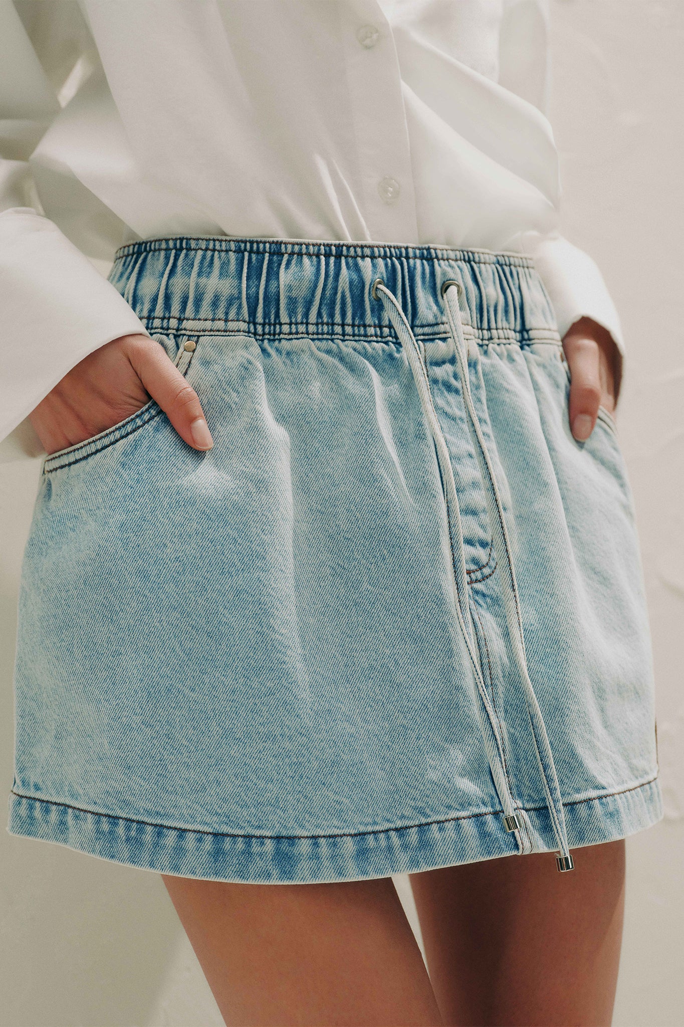 Flynn Denim Mini Skirt | Ocean Blue | Aje Studio – Aje ROW