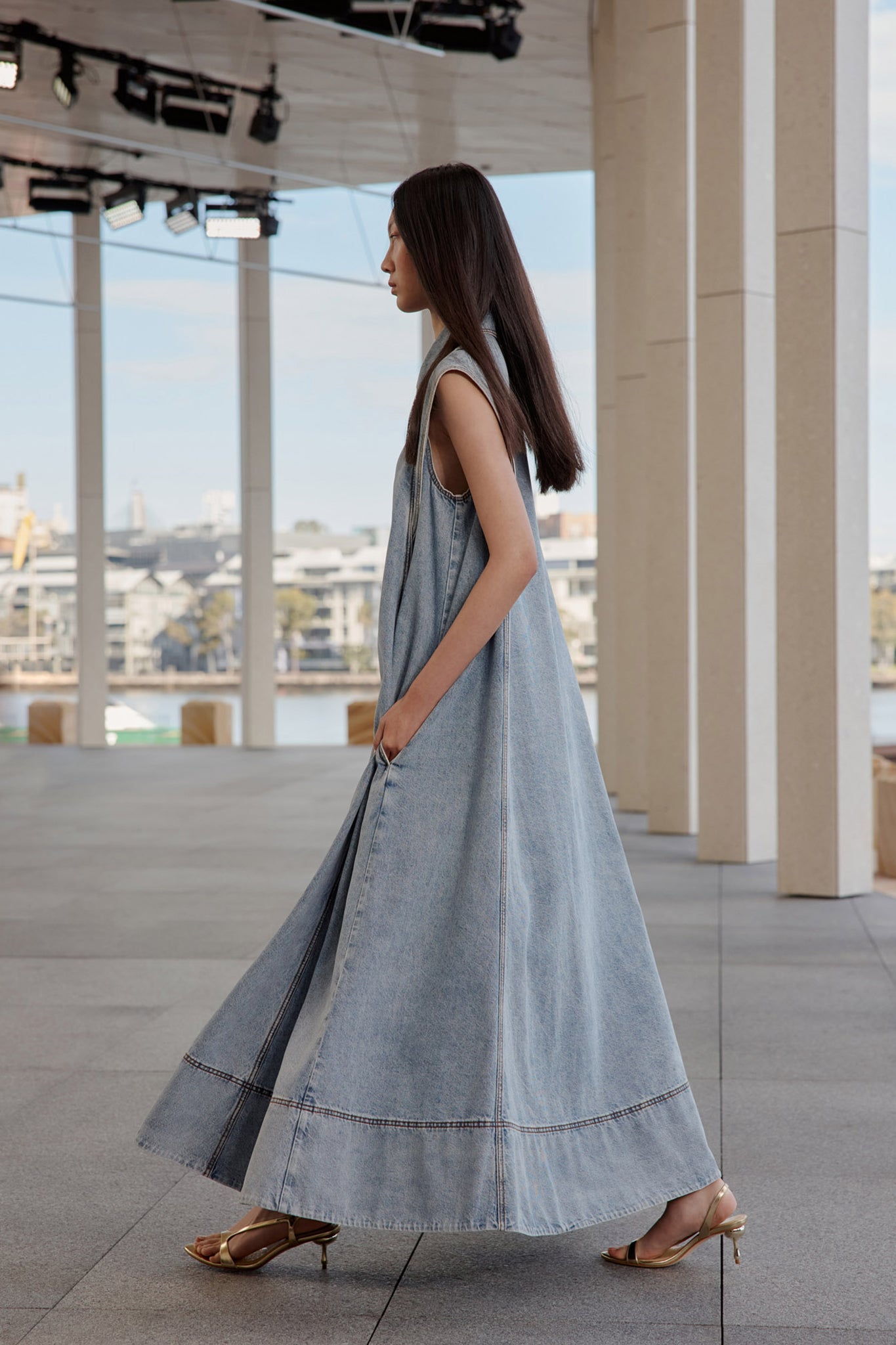 Amara Denim Maxi Dress-SKY WASH / 6 Amara Denim Maxi Dress-SKY WASH / 6