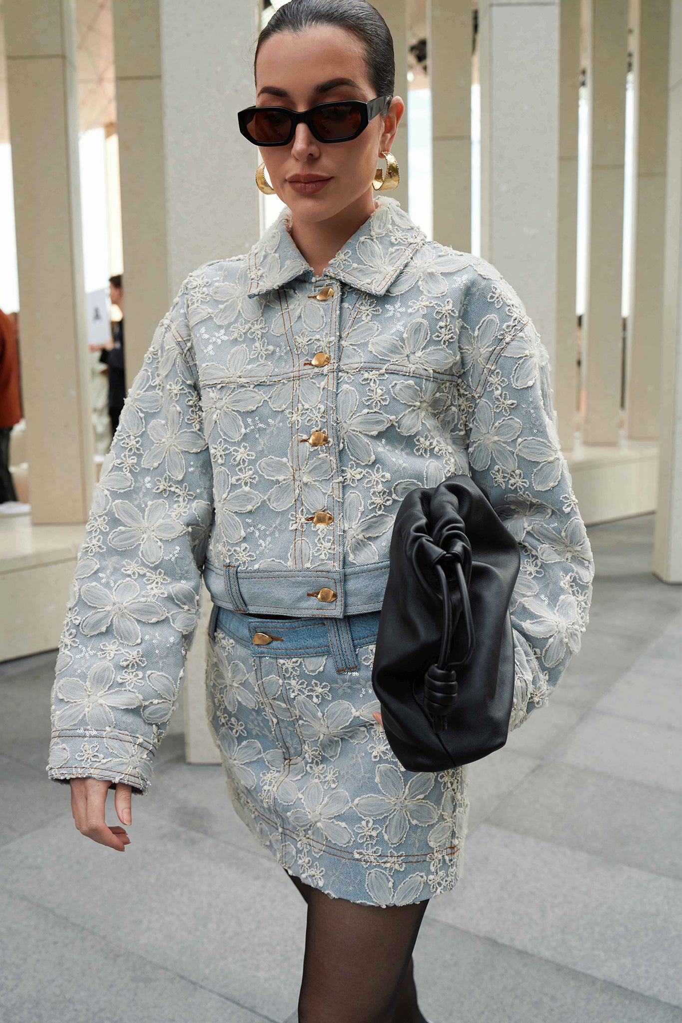 Bloom Lace Denim Skirt