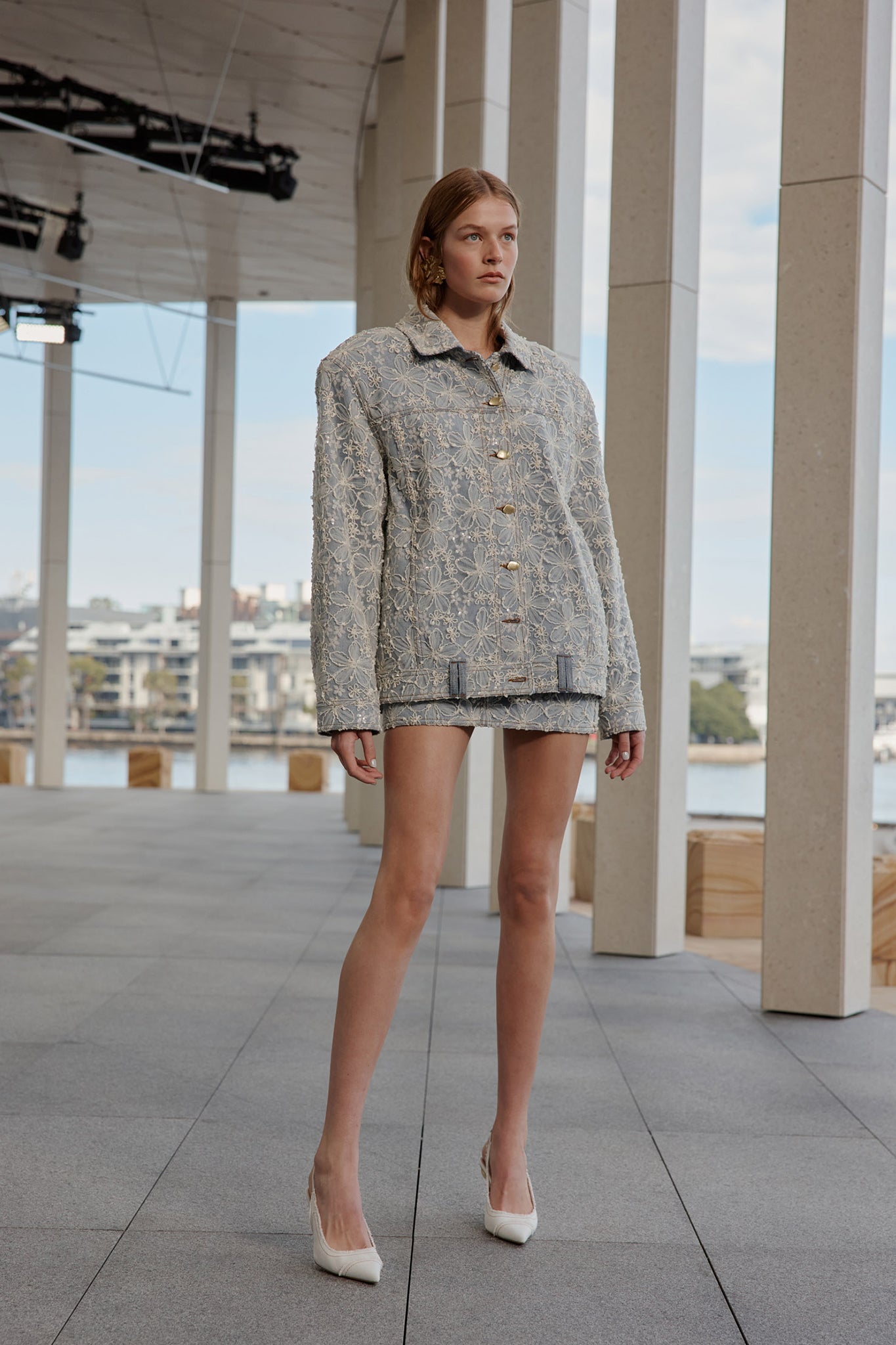 Bloom Lace Denim Skirt