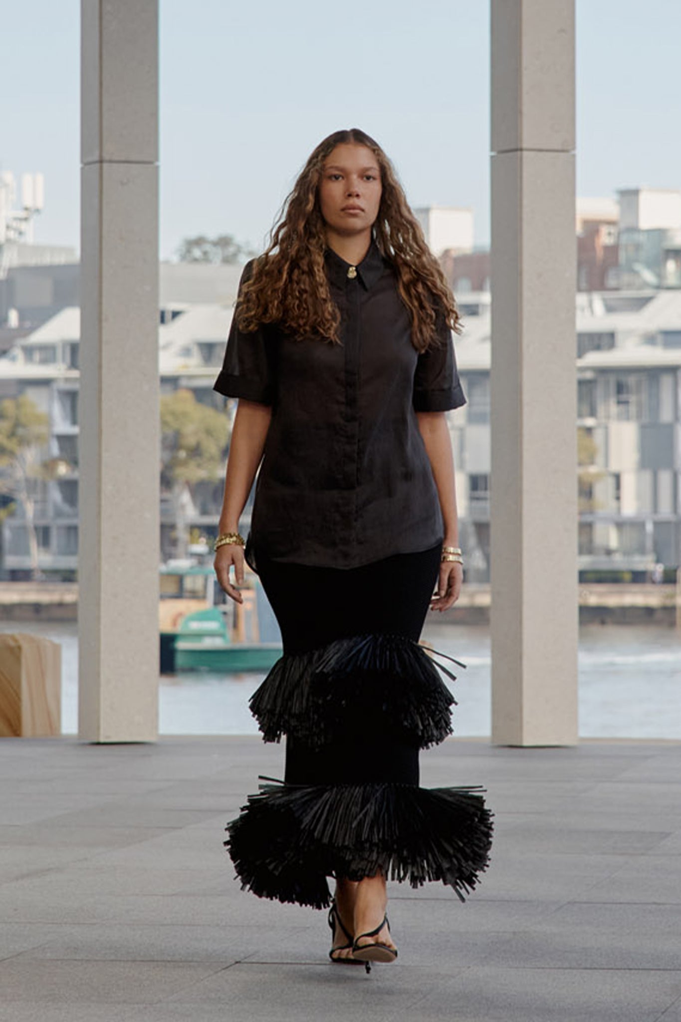 Agave Knit Raffia Midi Skirt-BLACK / XXS Agave Knit Raffia Midi Skirt-BLACK / XXS