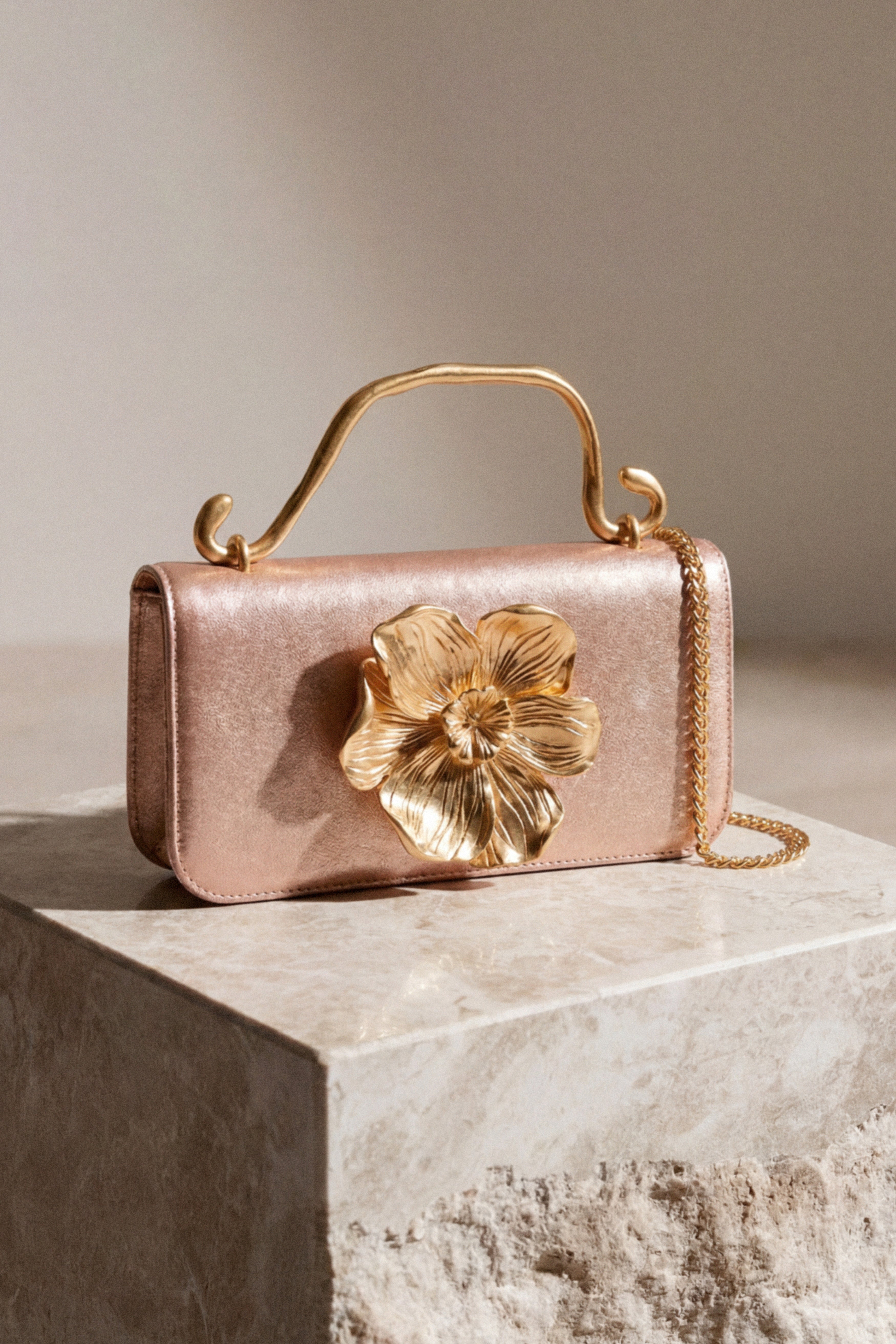 Alessia Metallic Flower Clutch