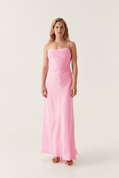 Clarice Draped Mini Slip Dress, Bon Bon Pink