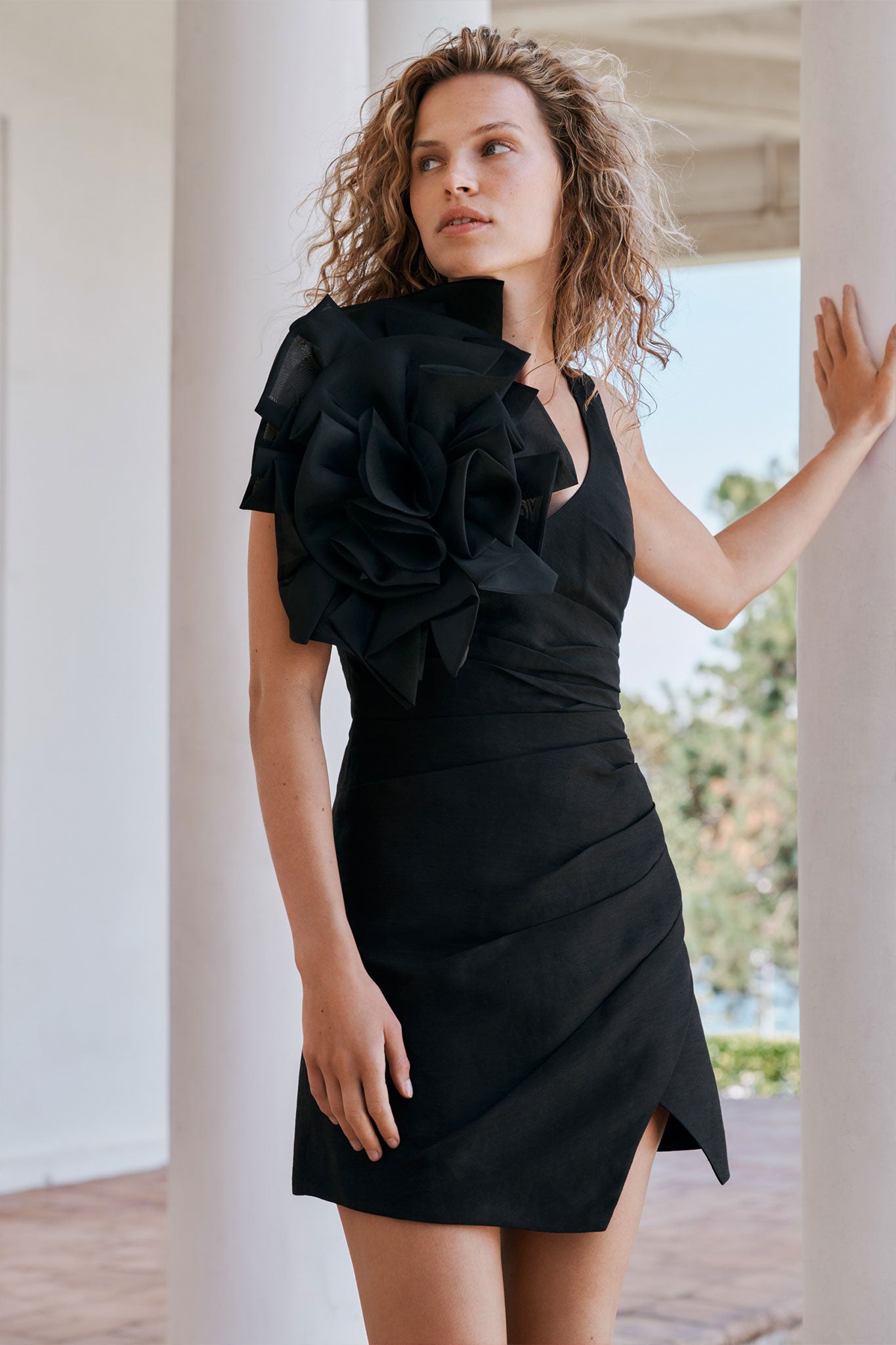 aje black mini dress Violette Bubble Hem Mini Dress | Black
