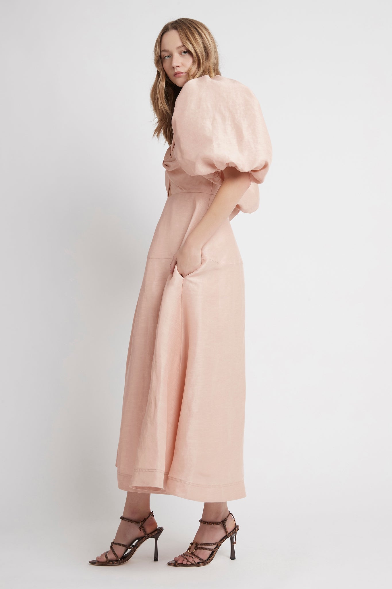 aje puff sleeve midi dress Adelie Puff Sleeve Midi Dress-PLUM PURPLE / 4