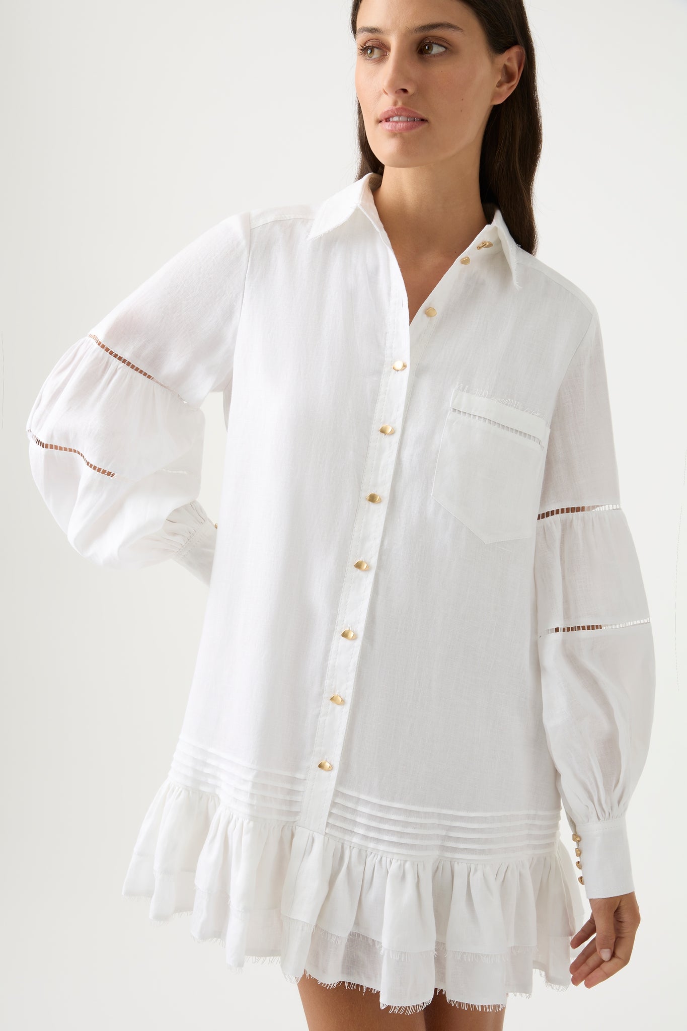 aje lotus shirt dress Aje Lotus Shirt Mini Dress In White