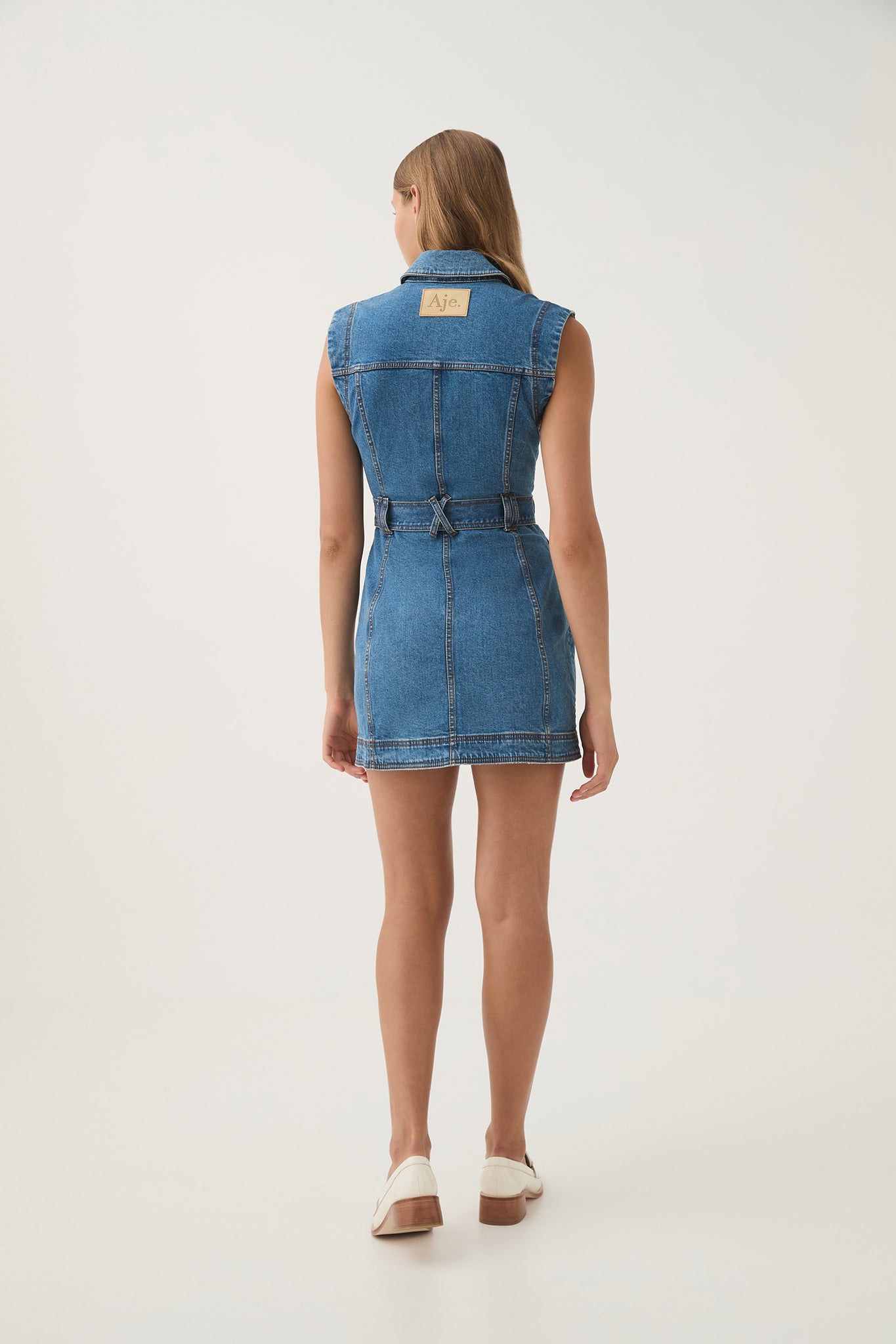 darcie denim mini dress Darcie Denim Mini Dress-90'S WASH / 4
