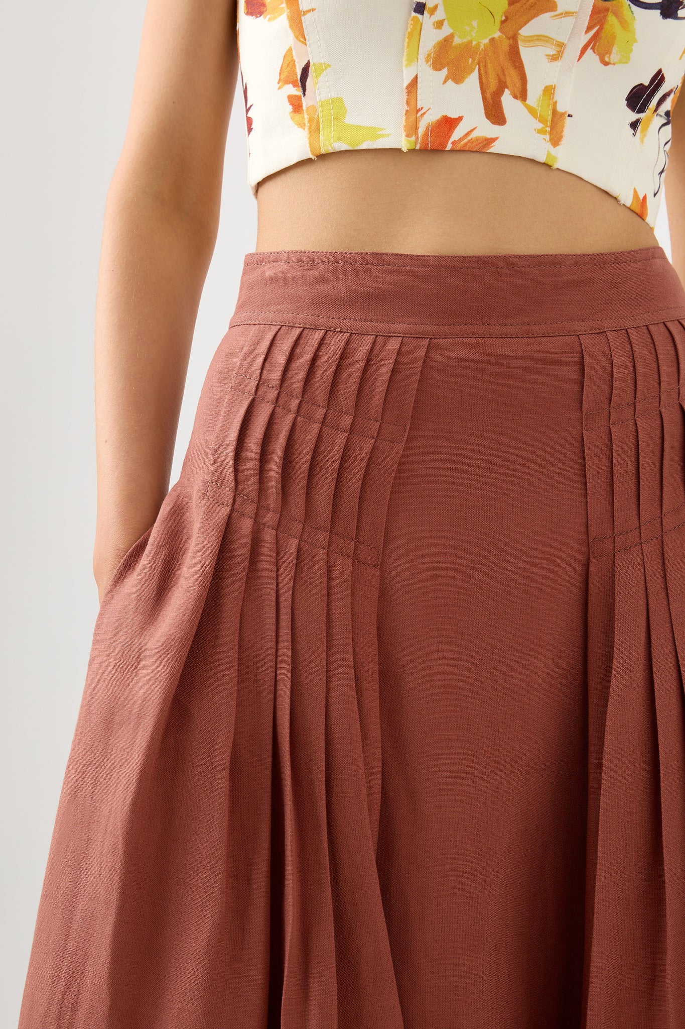 Chloe Tuck Detail Midi Skirt | Coffee | Aje – Aje ROW