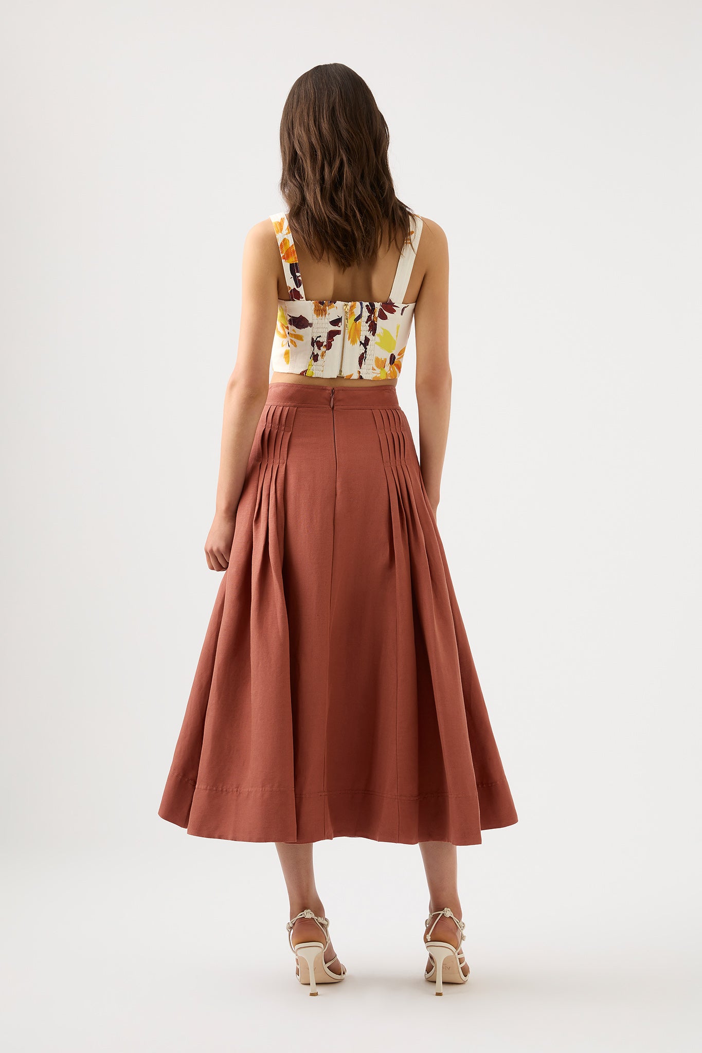 Chloe Tuck Detail Midi Skirt | Coffee | Aje – Aje World