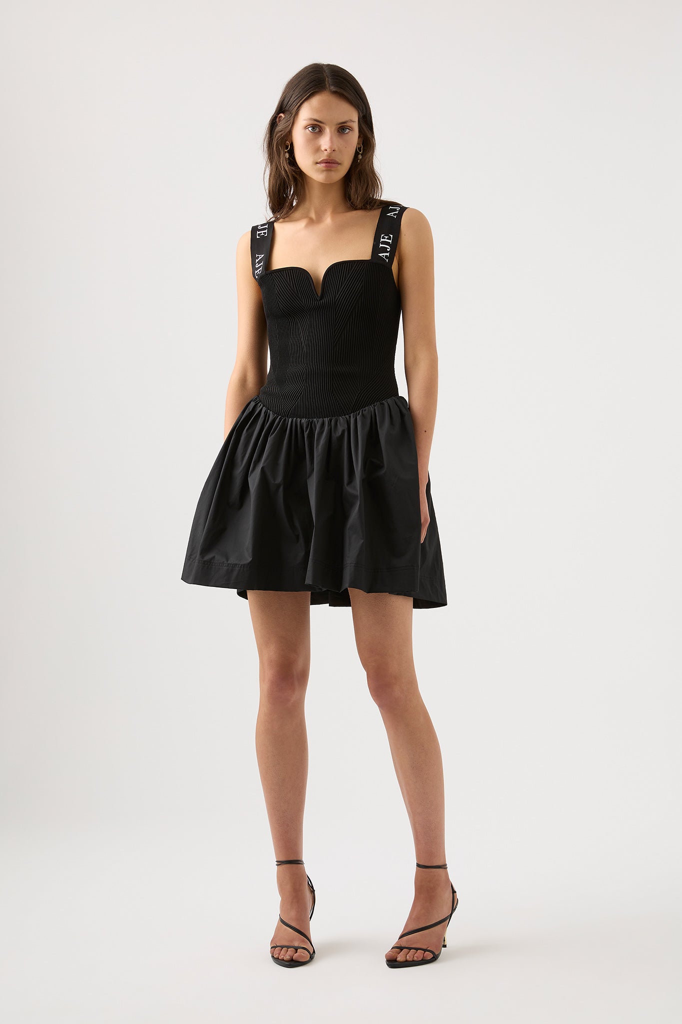 Mira Logo Strap Tulip Dress, Black