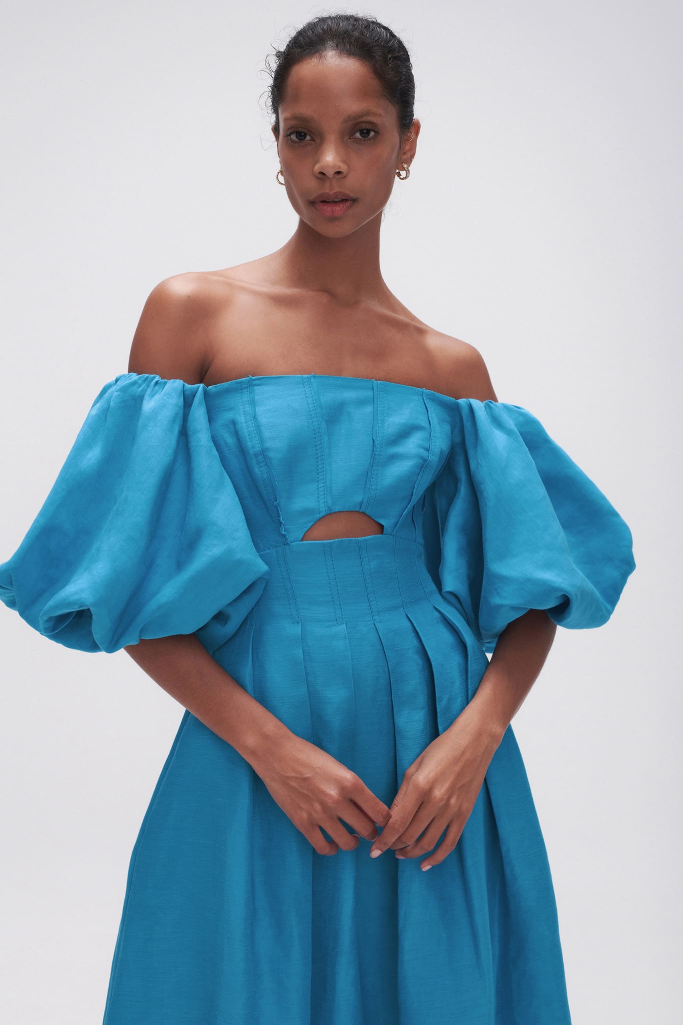 aje eugenie off shoulder midi dress Eugenie Off Shoulder Midi Dress