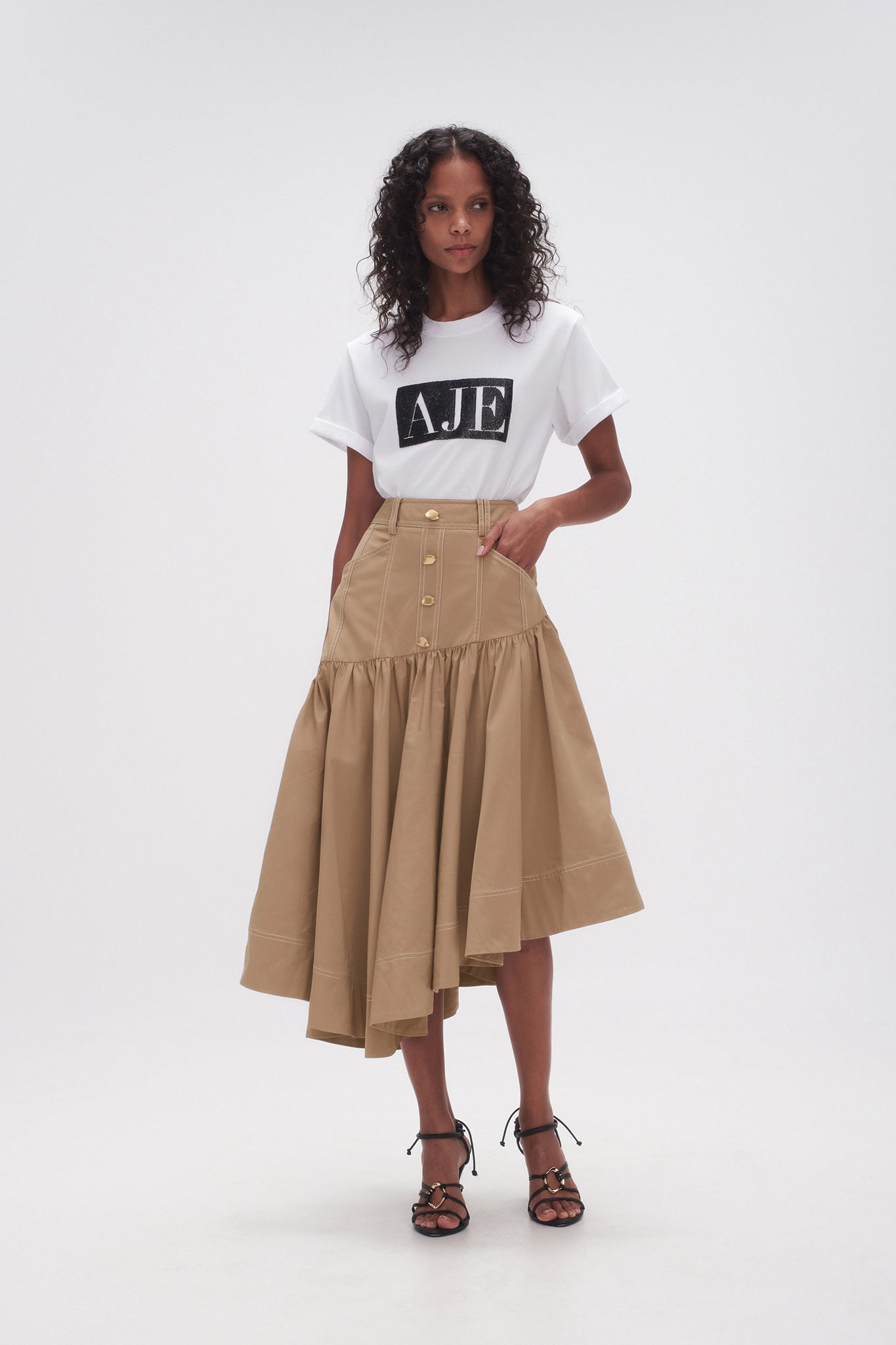 Willow Utility Midi Skirt, Taupe Grey