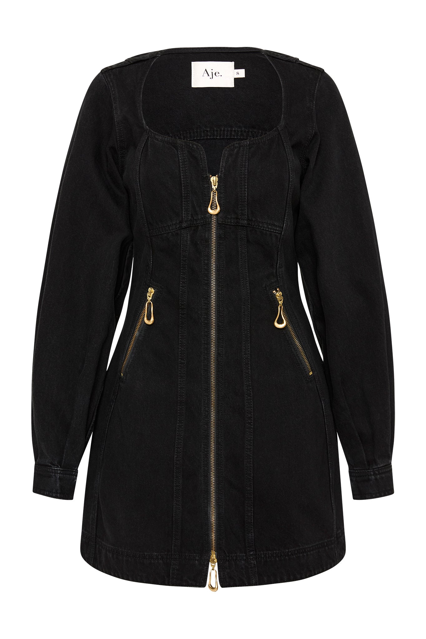 aje black denim dress AJE Women's Lola Denim Mini Dress
