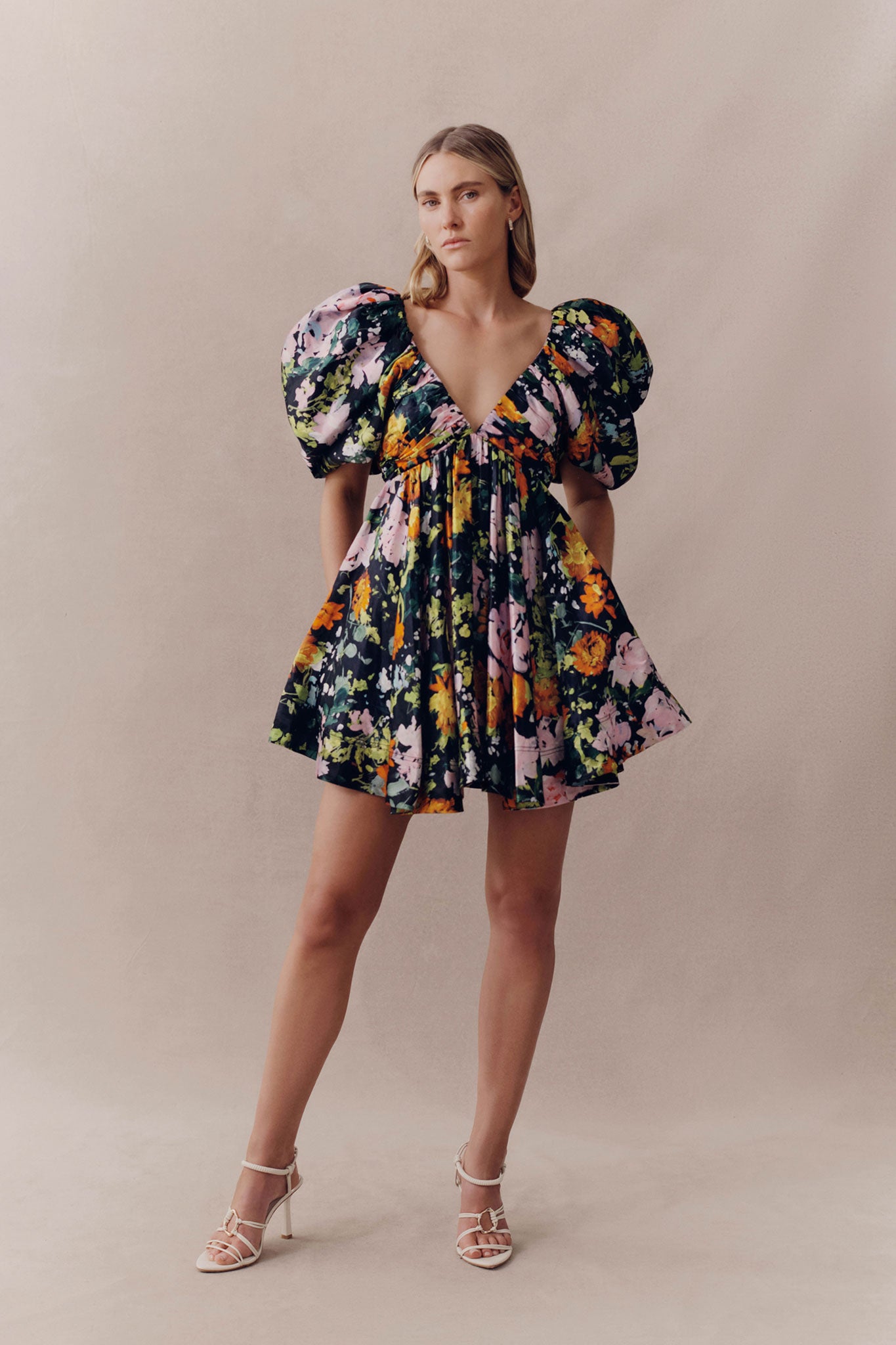 Gabrielle Plunge Mini Dress-MIDNIGHT FLORAL / 4 Gabrielle Plunge Mini Dress-MIDNIGHT FLORAL / 4