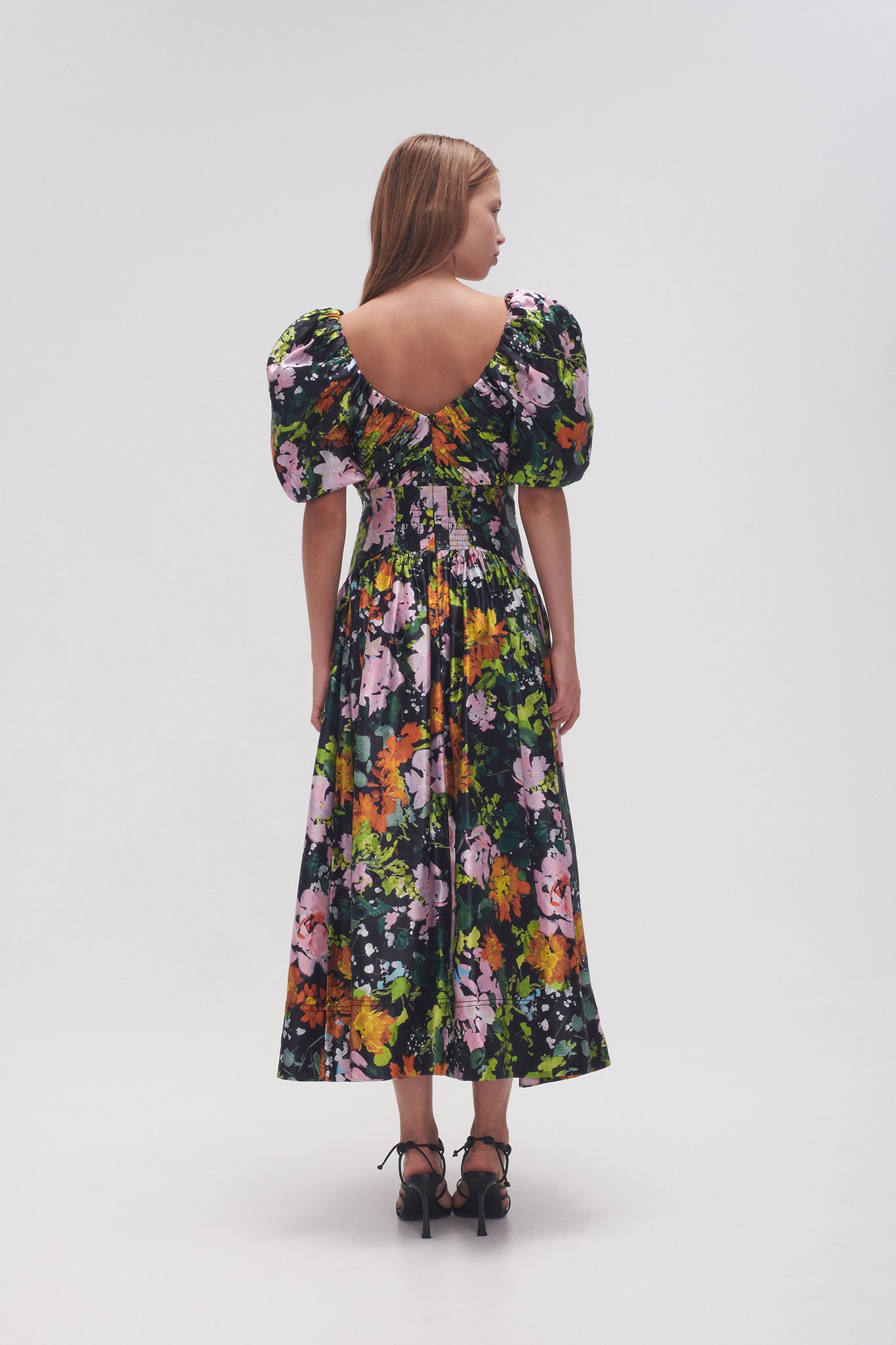 aje gabrielle midi dress Gabrielle Plunge Midi Dress-BLACK / 4