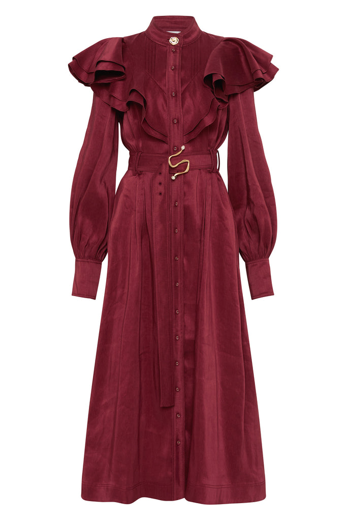 Isabella Belted Midi Dress | Mahogany Red | Aje – Aje World