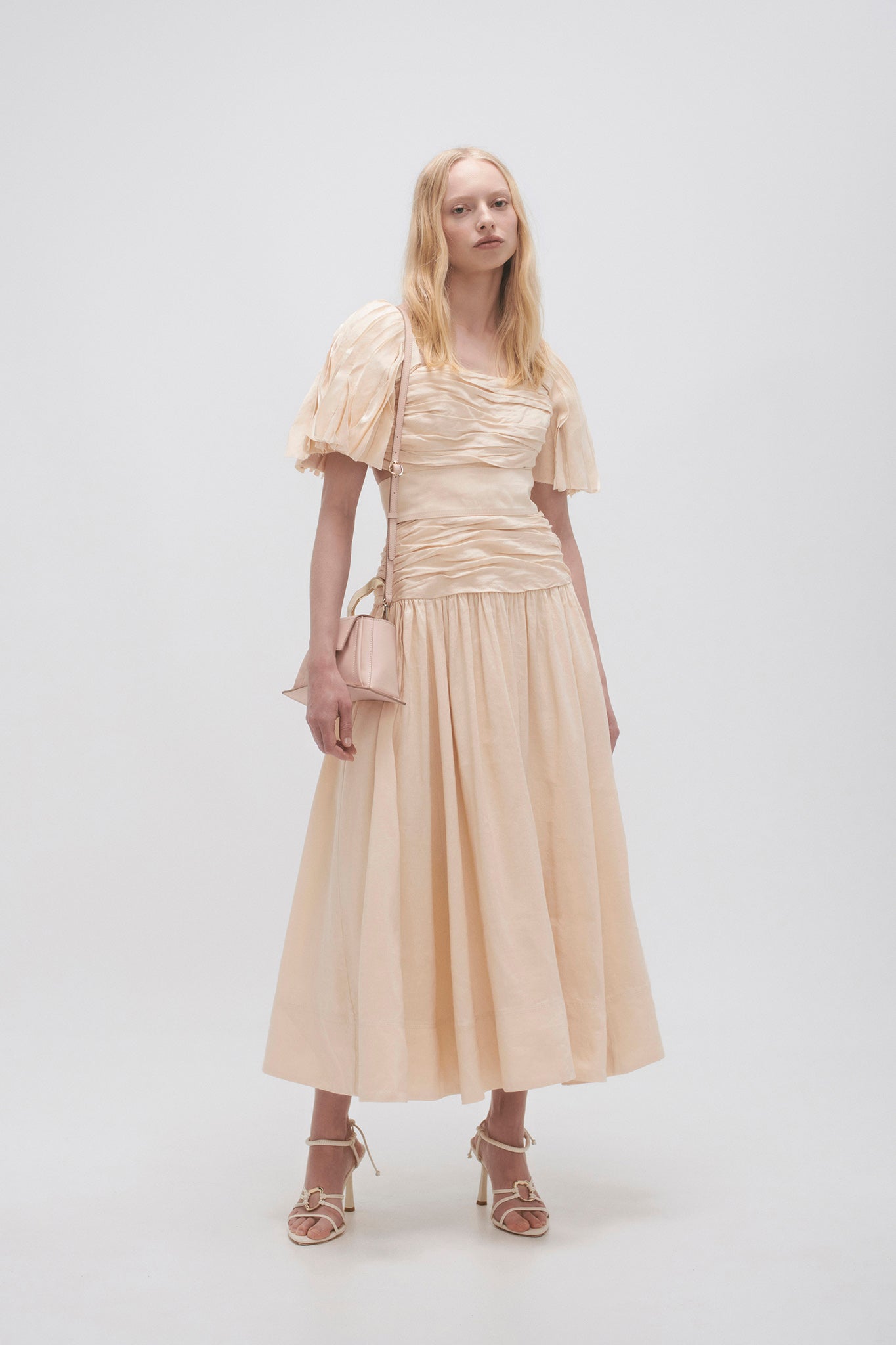 aje marianne ruched midi dress Rent Marianne Ruched Midi Dress - Aje