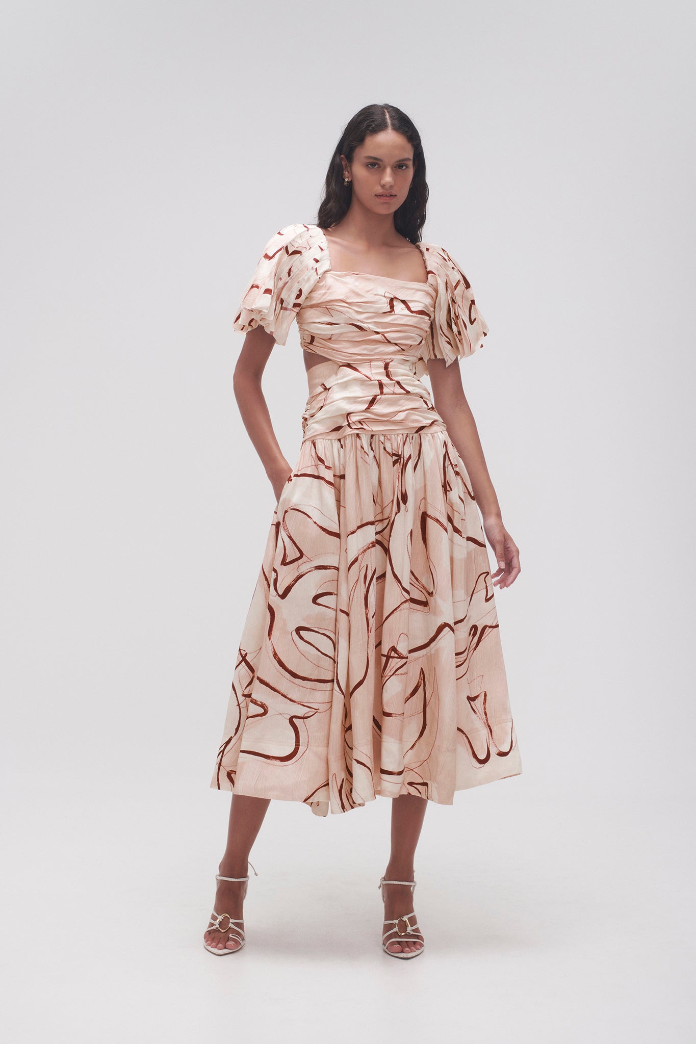 aje marianne ruched midi dress Rent Marianne Ruched Midi Dress - Aje