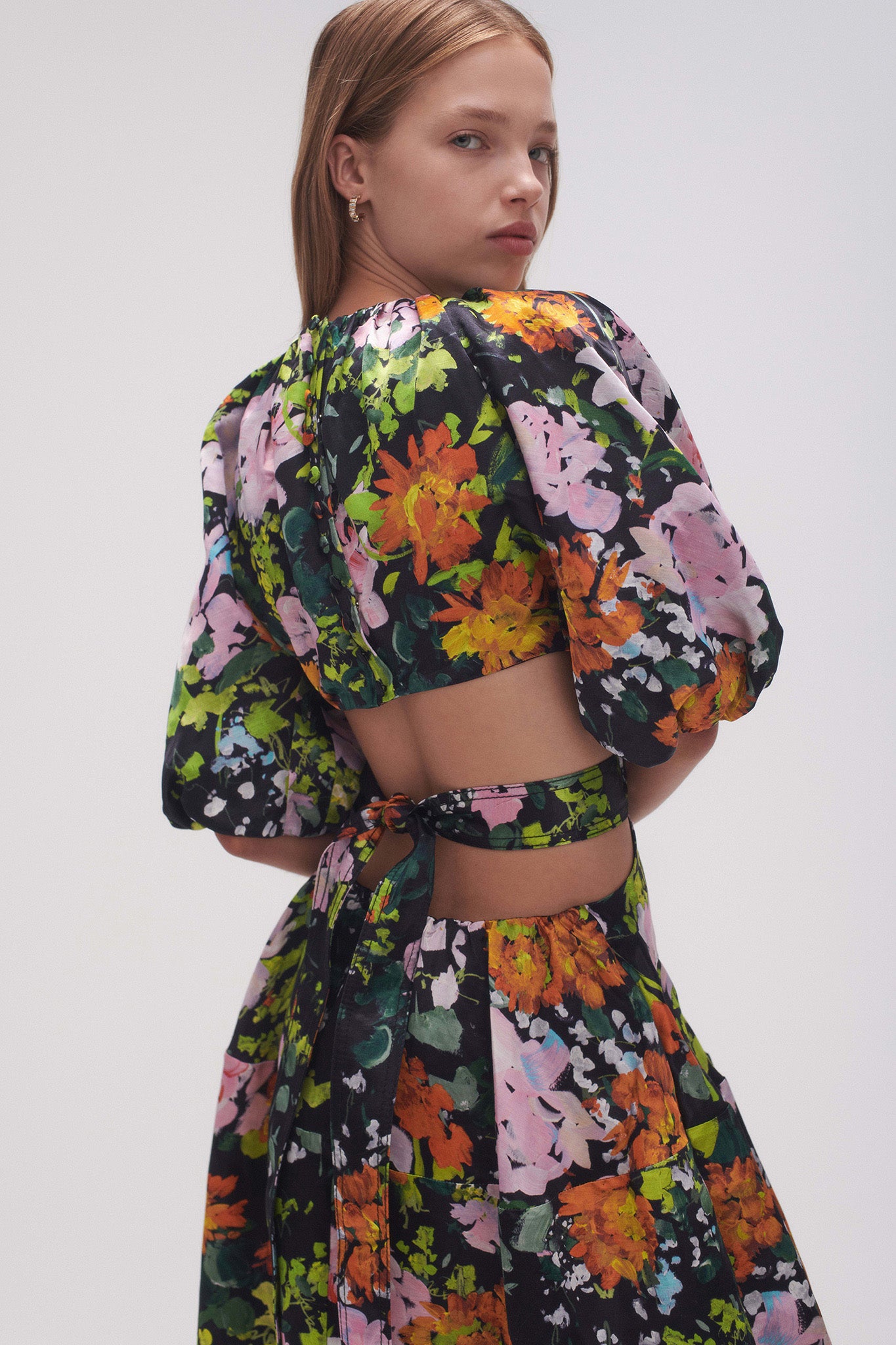 Mimosa Cutout Midi Dress | Midnight Floral