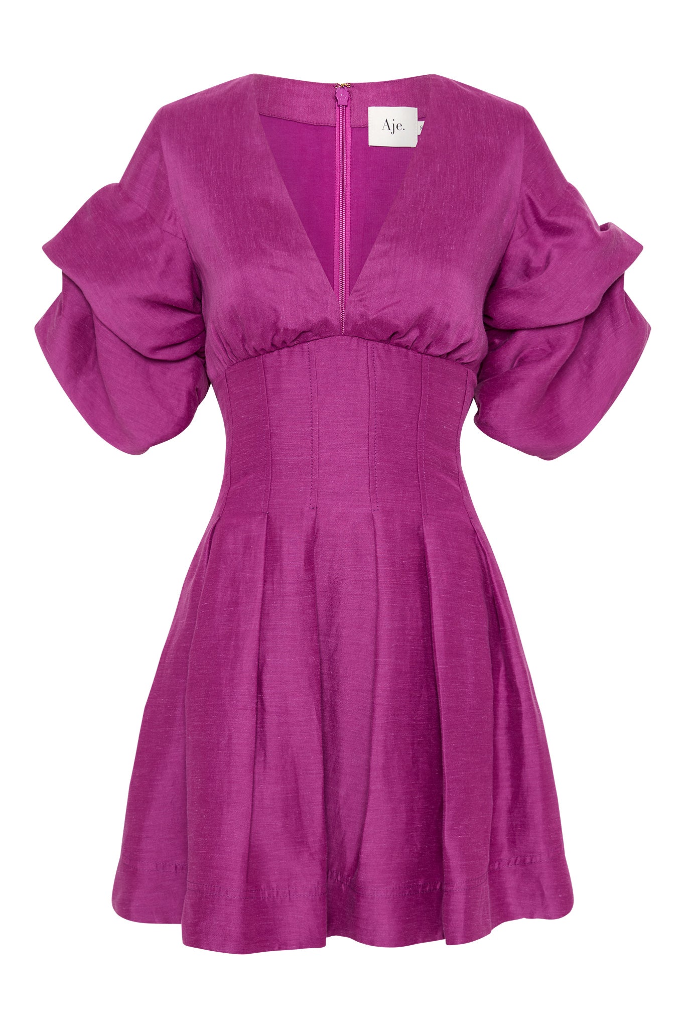 aje puff sleeve mini dress Aje. Twlya Rosette Oyster Blue Mini Dress