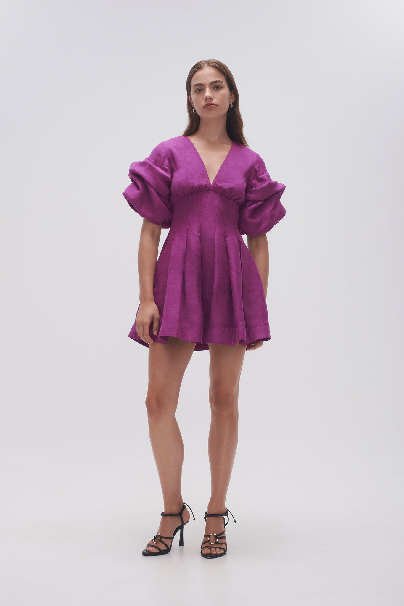 purple puff sleeve mini dress Adelie Puff Sleeve Mini Dress-PLUM PURPLE / 4 purple puff sleeve mini dress Adelie Puff Sleeve Mini Dress-PLUM PURPLE / 4