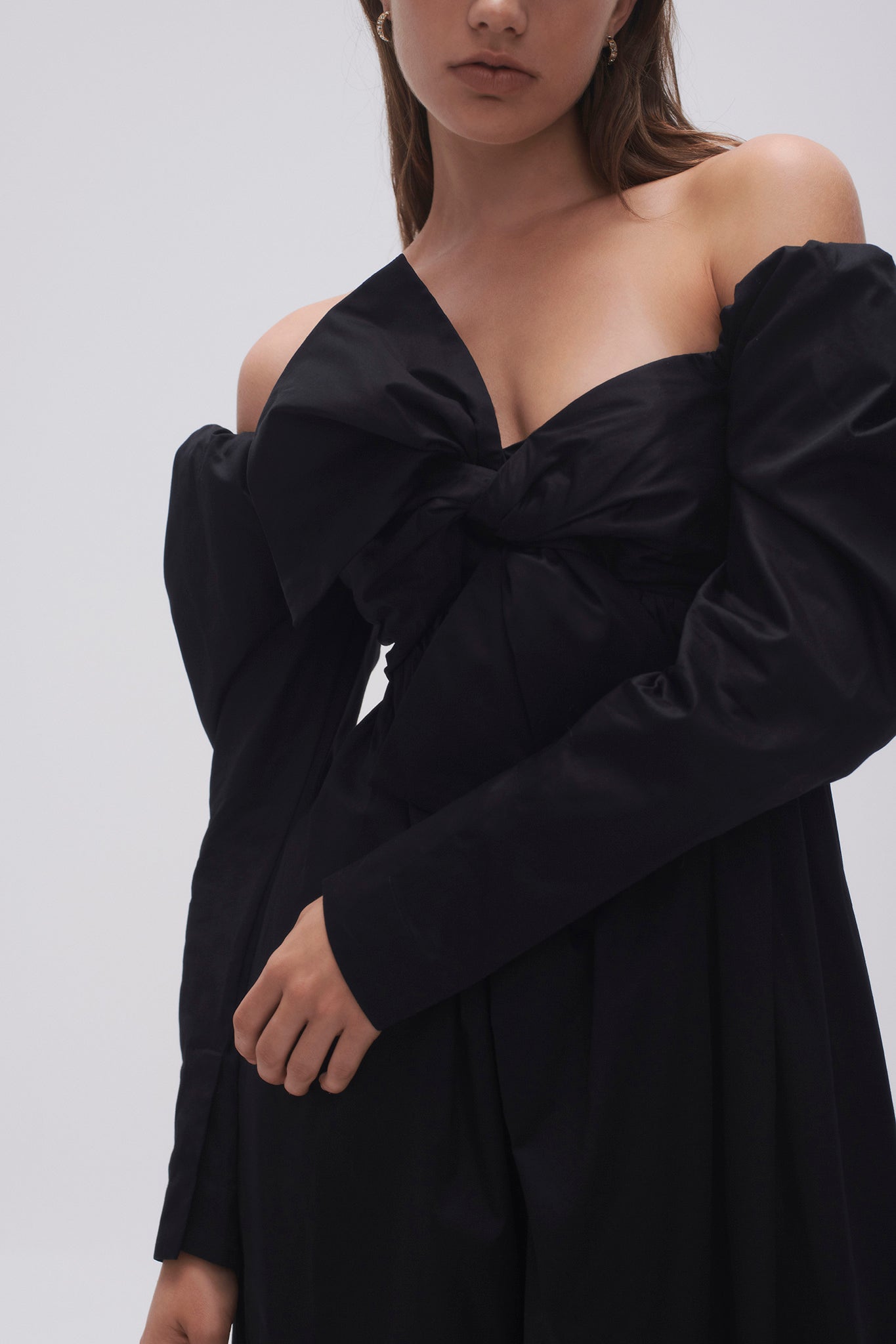 aje valentina bow midi dress Valentina Bow Midi Dress-BLACK / 4