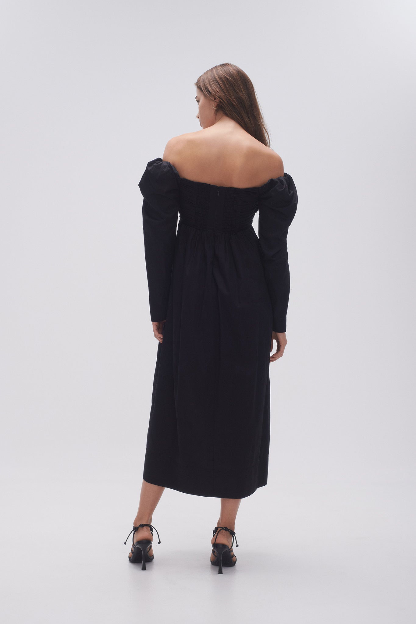 aje valentina bow midi dress Valentina Bow Midi Dress-BLACK / 4