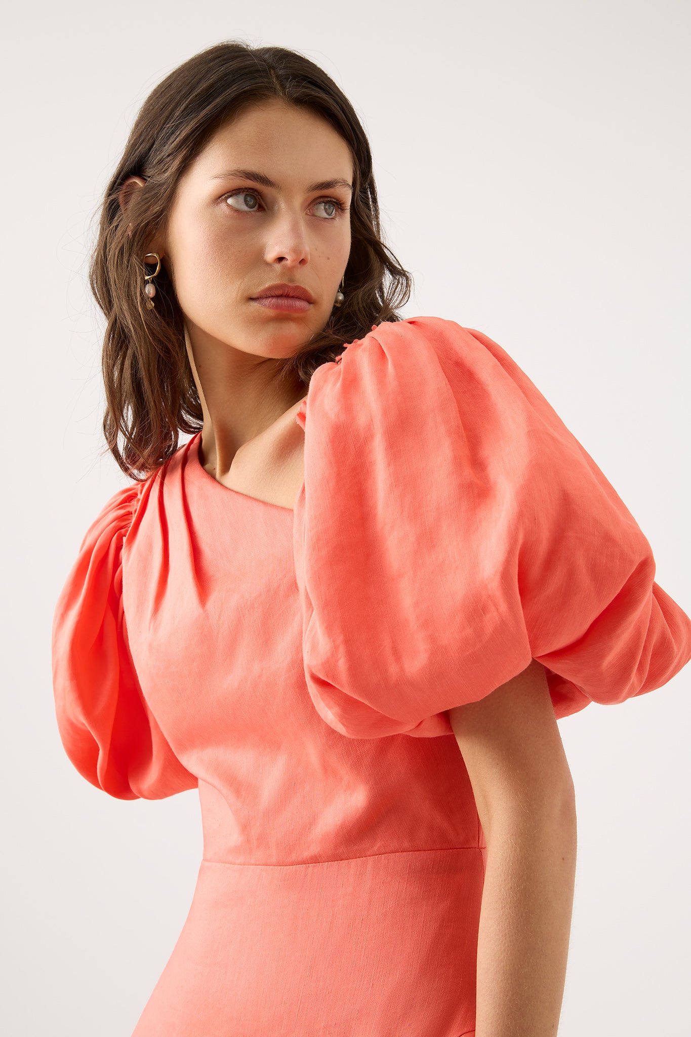 aje maia off shoulder midi dress AJE Maia Off Shoulder Midi Dress Coral Orange Size 16