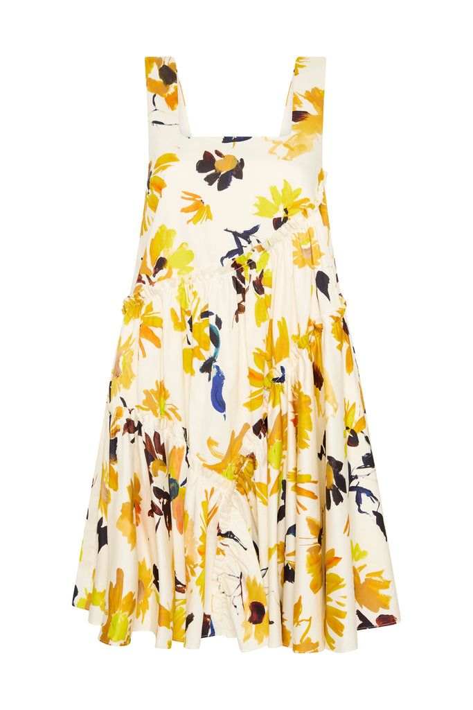 Meadow Asymmetric Mini Dress Pressed Sunflowers Aje Aje World