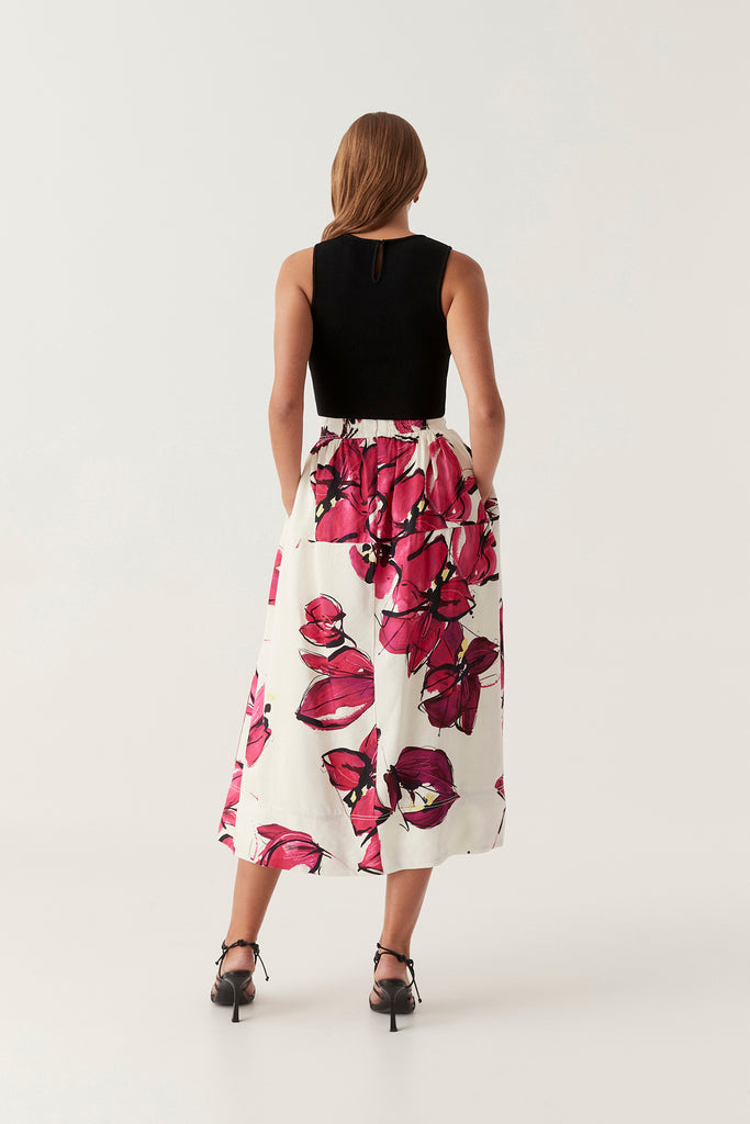 Lottie Gathered Midi Skirt | Falling Florals | Aje – Aje ROW