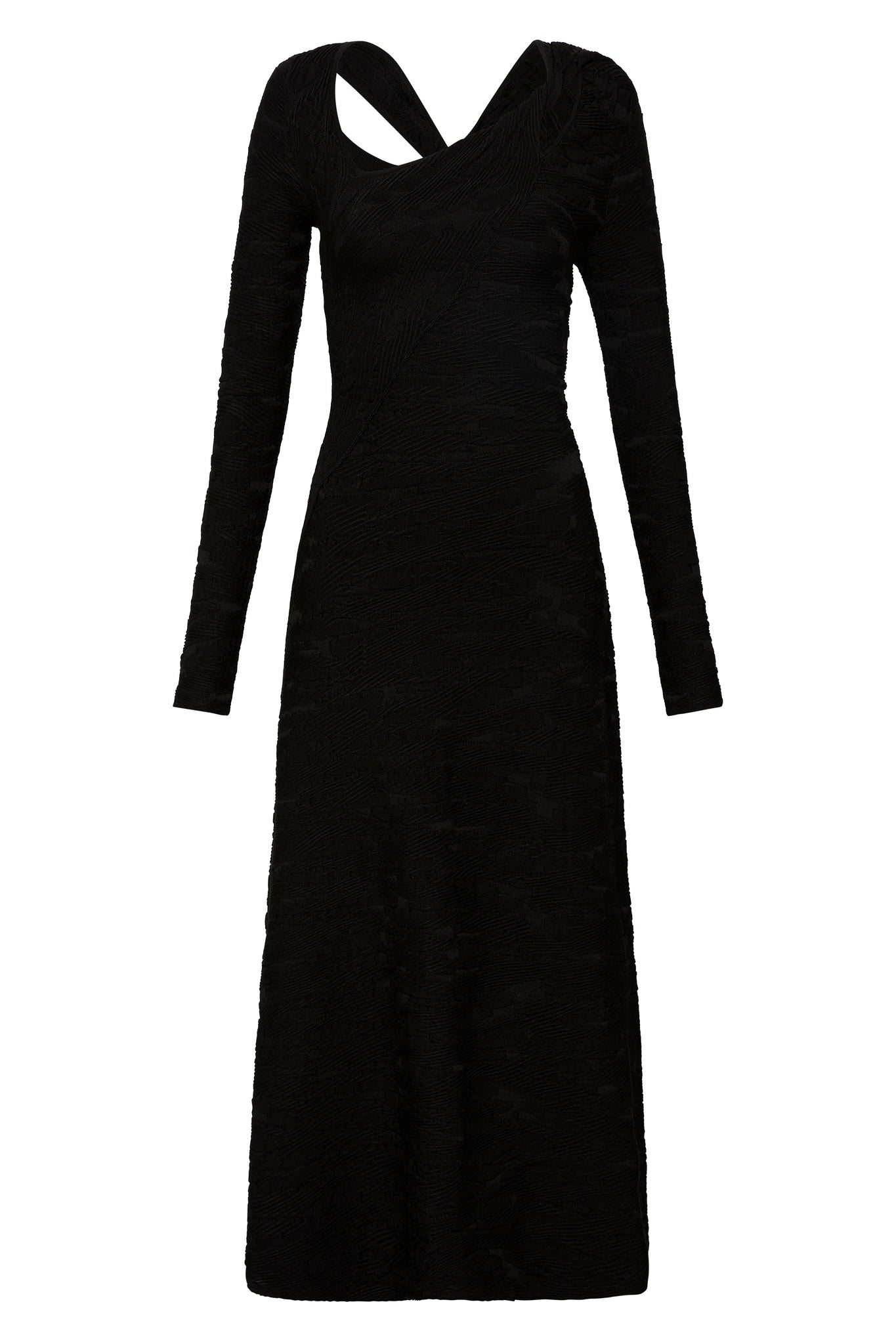 Celeste Twist Knit Midi Dress-BLACK / XXS Celeste Twist Knit Midi Dress-BLACK / XXS