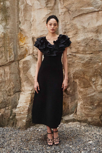 ruffle sleeve dress black Memoriesea Women's Vintage Church Ruched Bodycon Work Midi Pencil at Amazon Women's Clothing store 92% Recycled Polyester / 8% Spandex IRREPLACEABLE RUFFLE SLEEVE TULIP HEM