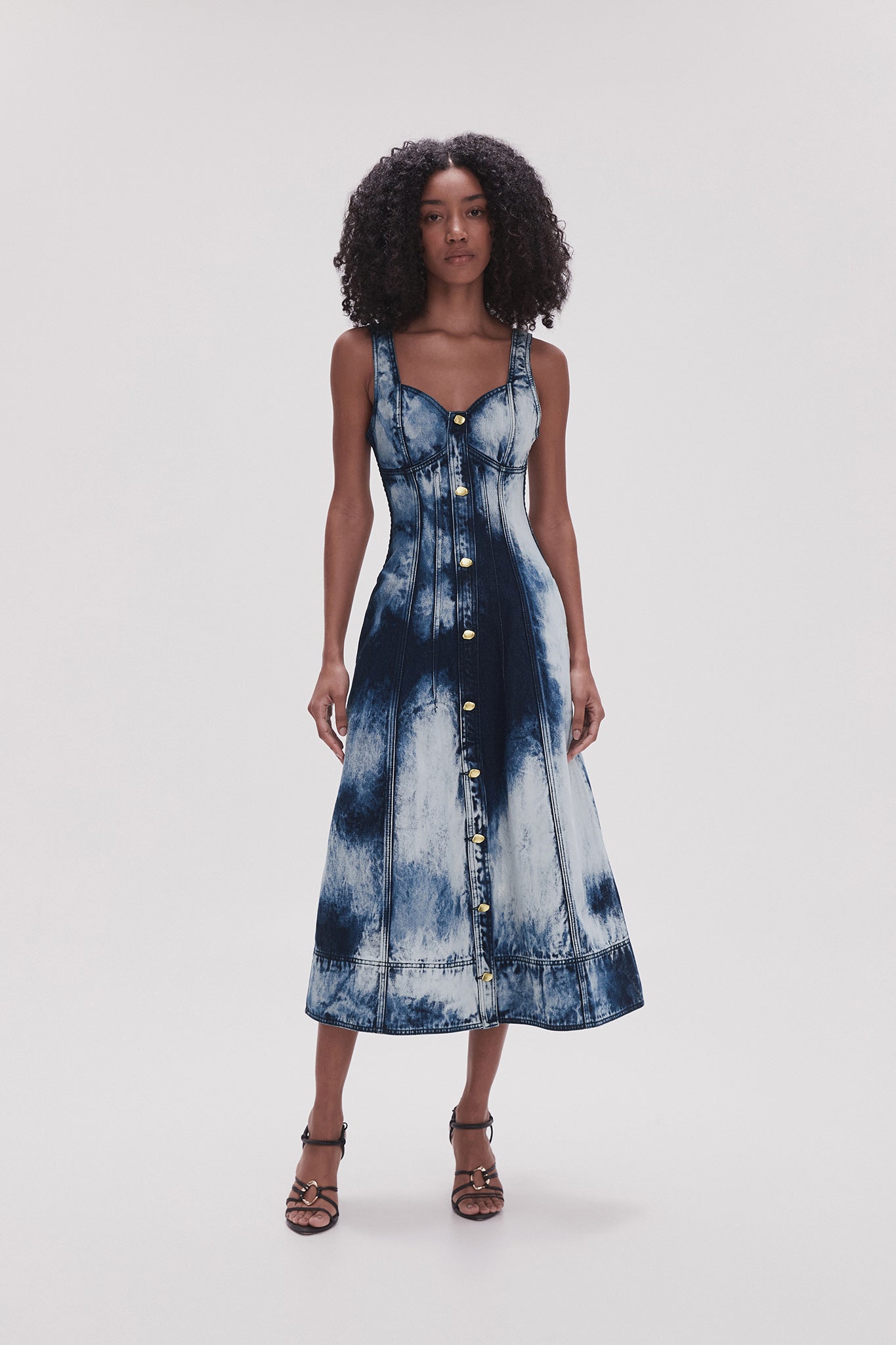 tie dye denim dress black bleached denim maxi dress