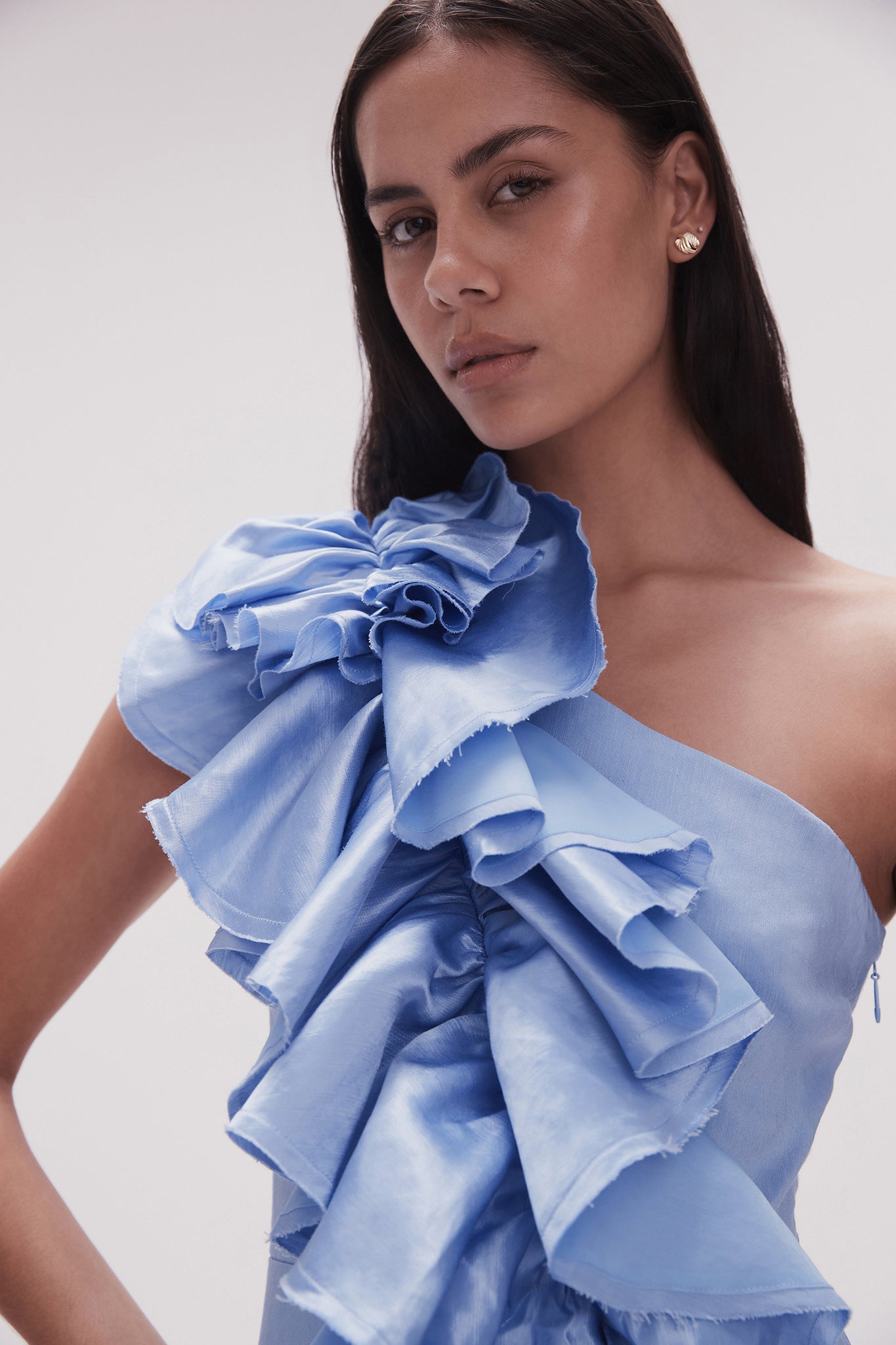 Adelia Ruffle Midi Dress | Light Sky Blue Adelia Ruffle Midi Dress | Light Sky Blue