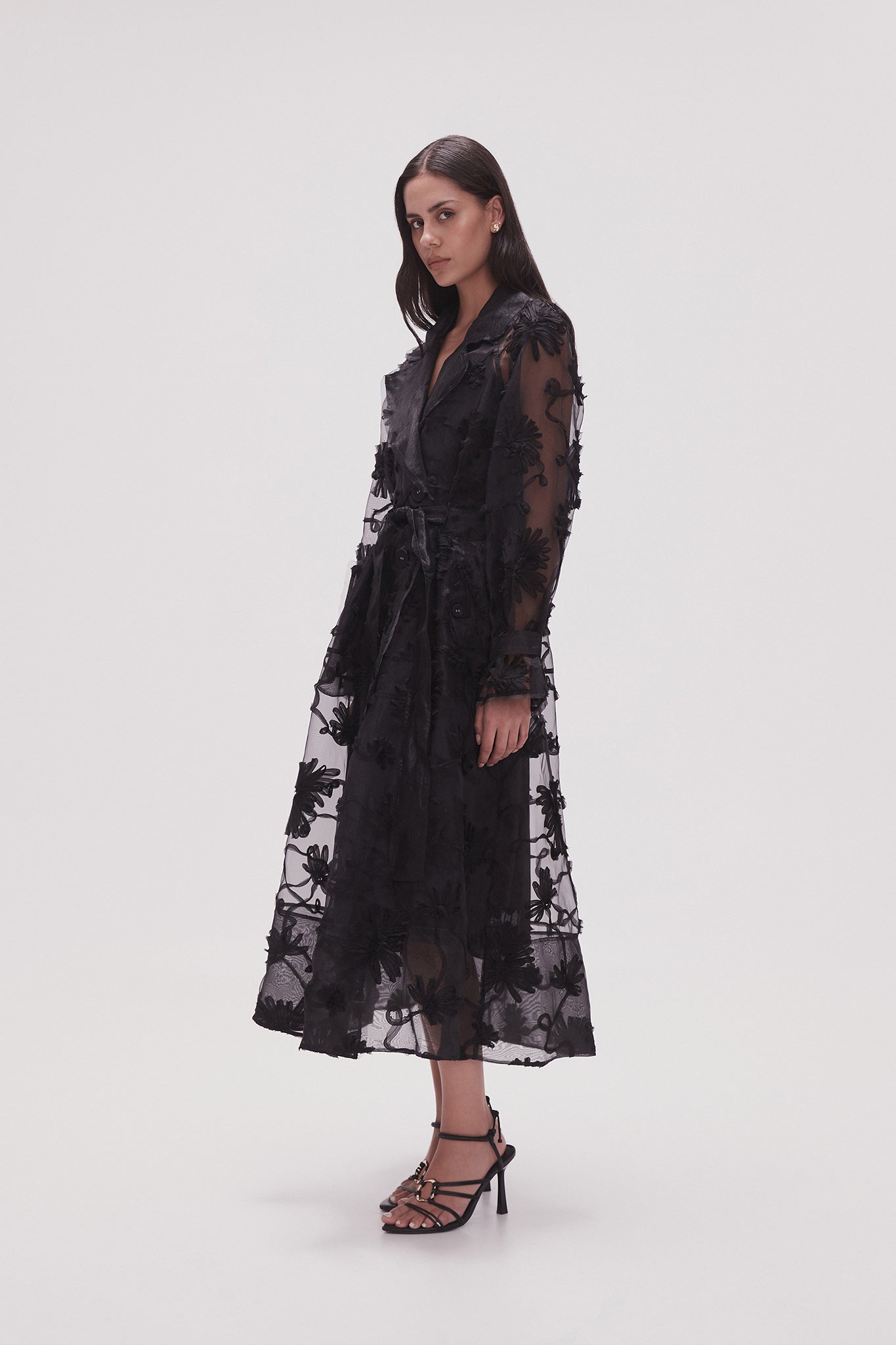 Ursula Trench Coat Dress, Black