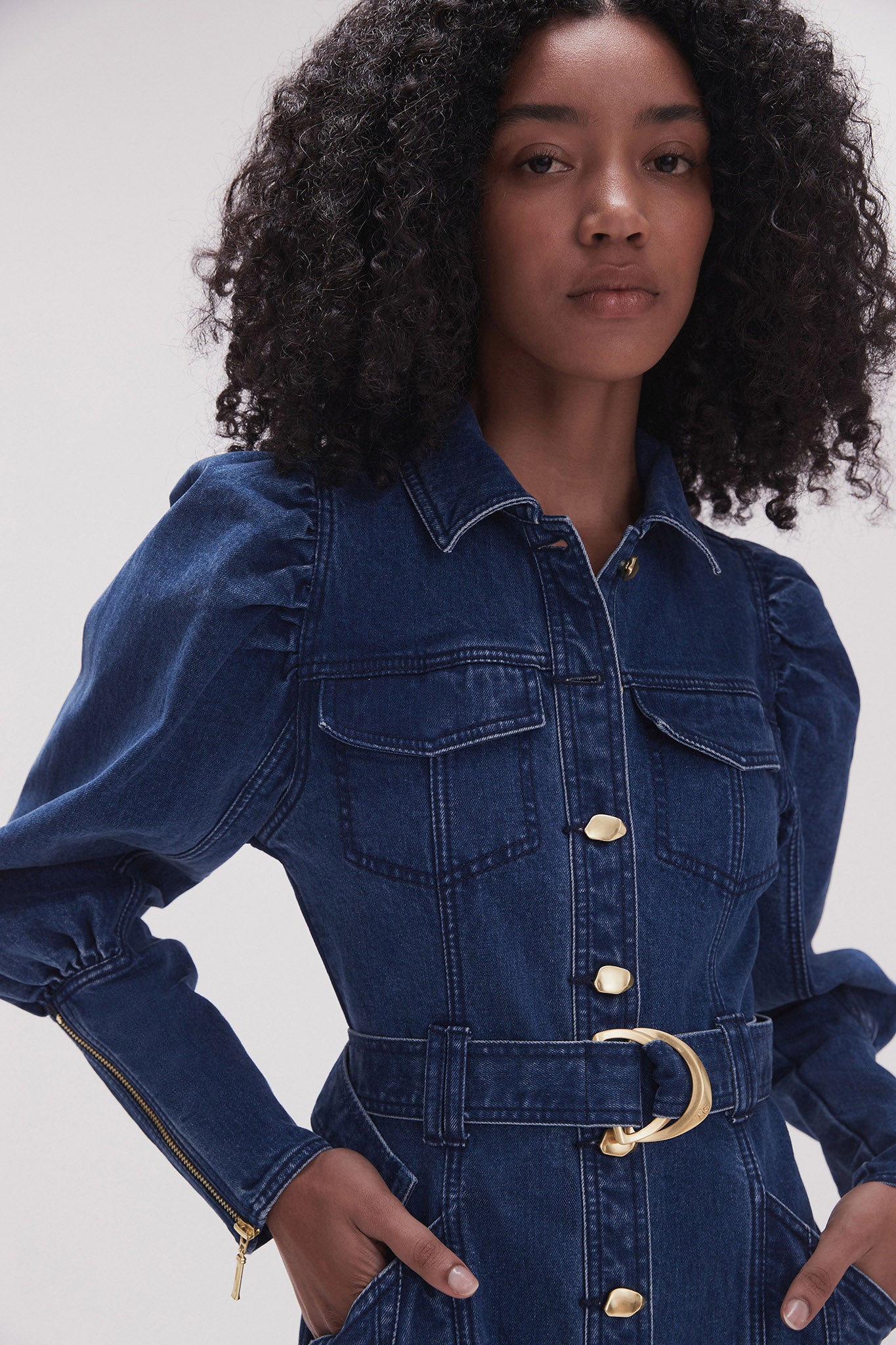 aje may denim midi dress aje may denim midi dress AJE Women's Maya Denim Midi Dress Saint Bernard